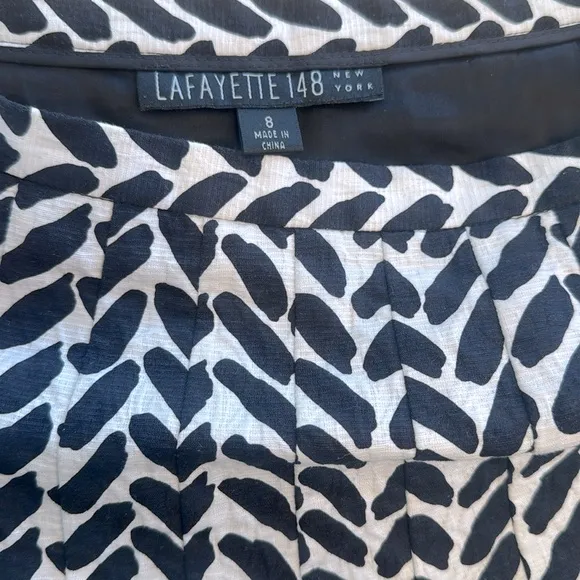 Lafayette 140 Full Side Zip Texture Black and White Patterned Lined Skirt 8