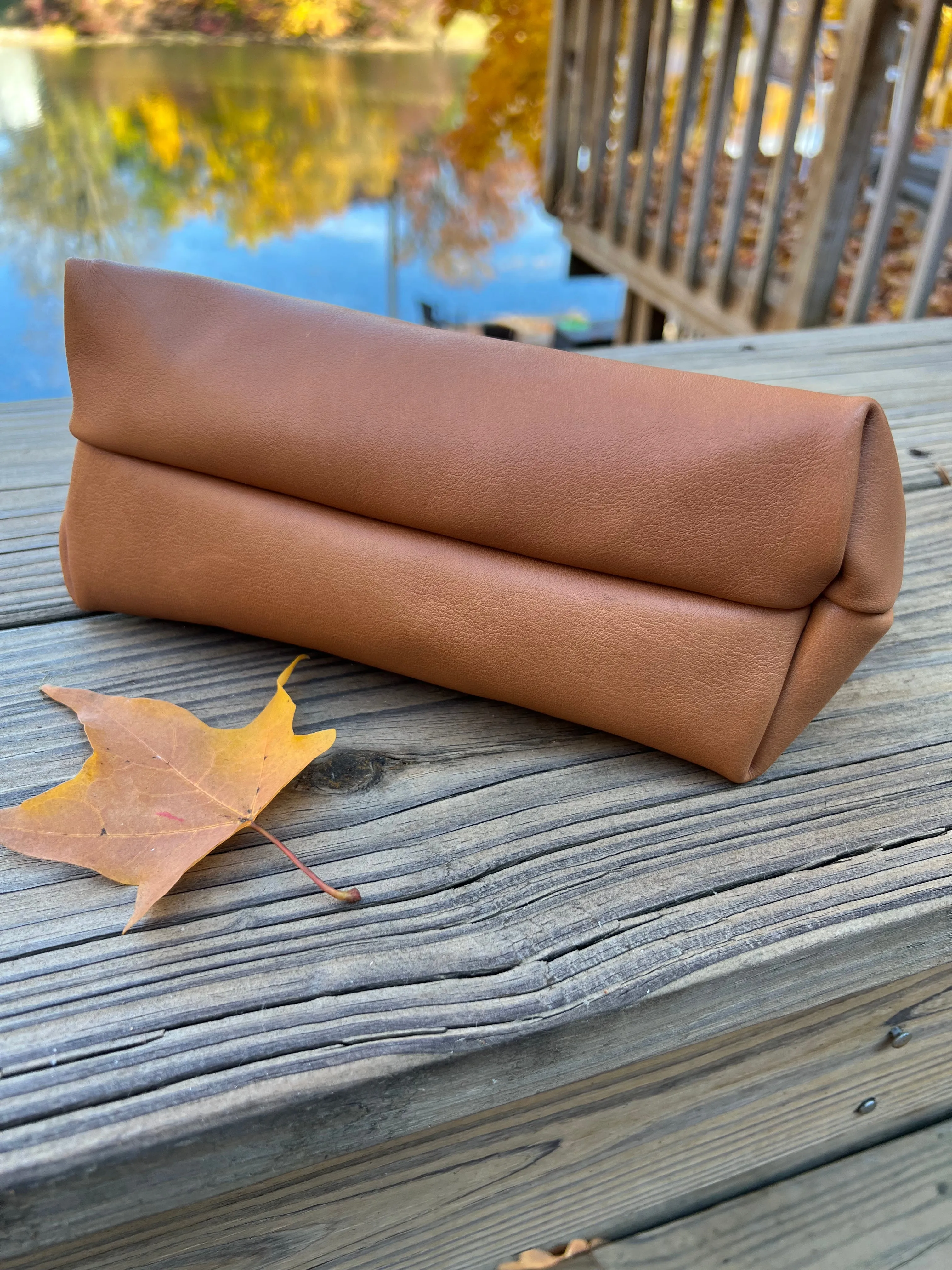 Leather Cosmetic Bag or Artist’s Pen Case, Leather Pouch