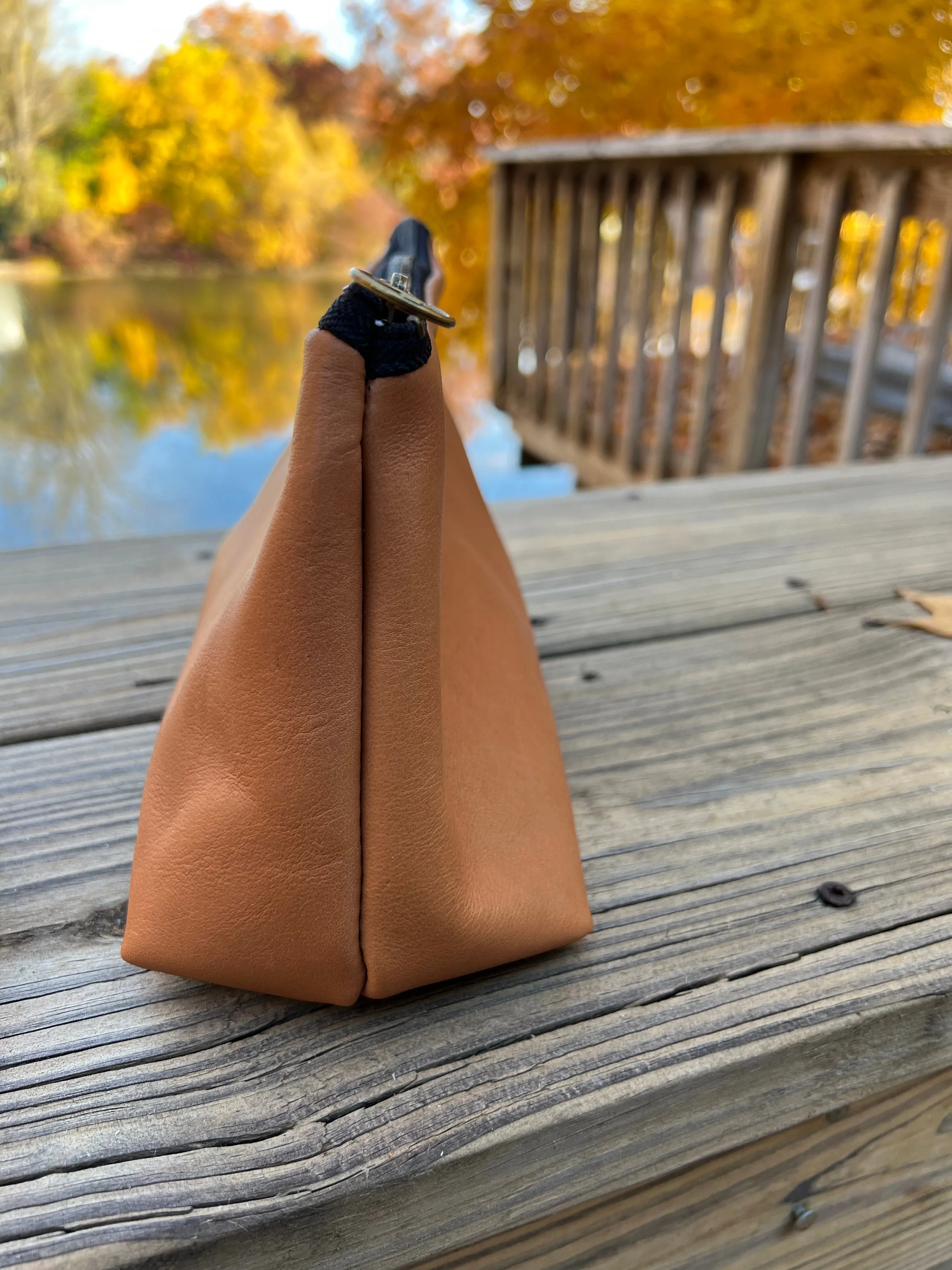 Leather Cosmetic Bag or Artist’s Pen Case, Leather Pouch