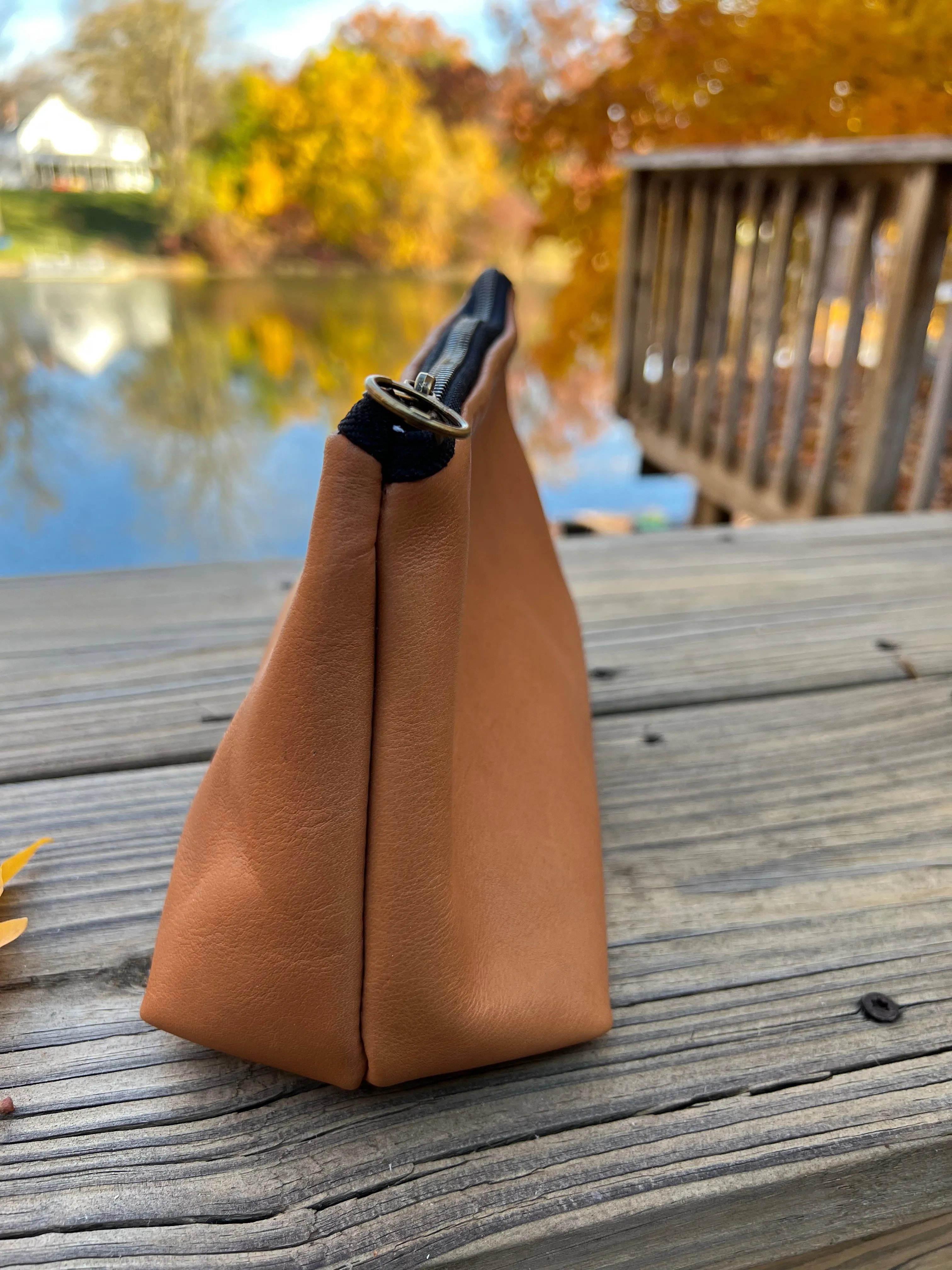 Leather Cosmetic Bag or Artist’s Pen Case, Leather Pouch