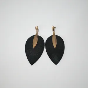 Leather Feather Drop Earrings