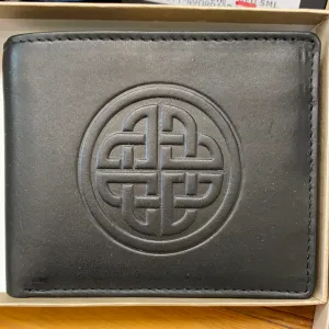 Leather Wallet with a Celtic Eternity Knot Black