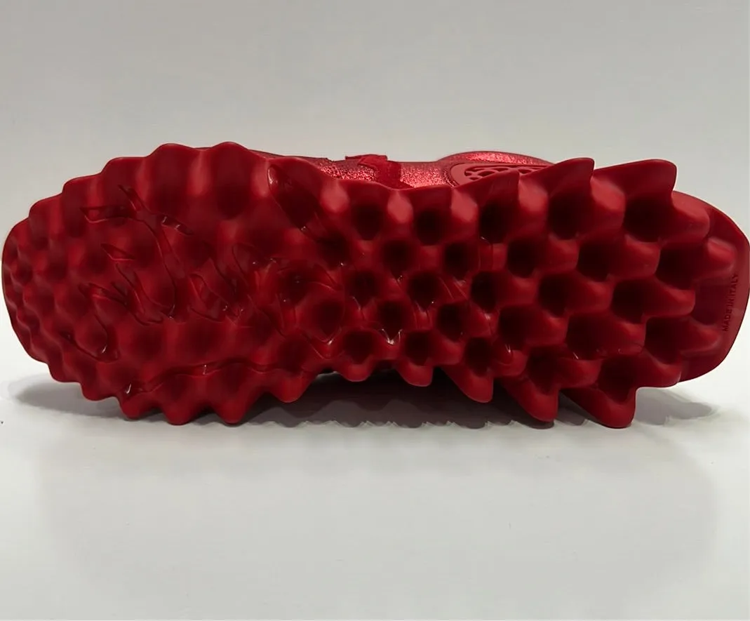 Loubishark Flat Metallic Suede Red Sole Runner Sneakers