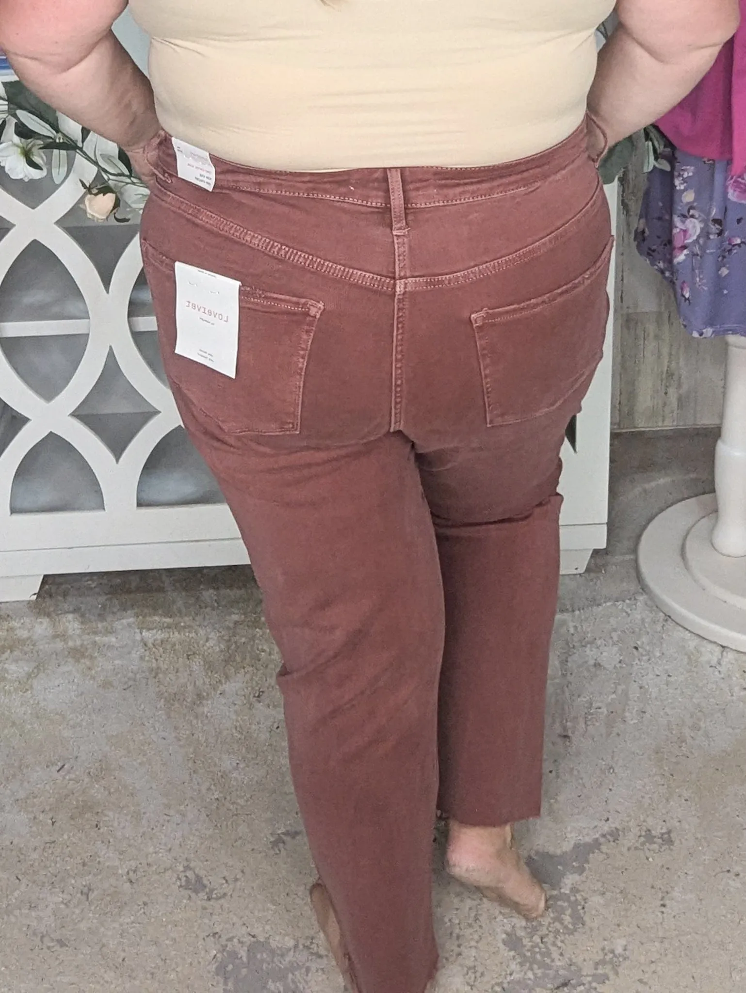 Lovervet Stretchy Straight Ankle Jean in Berry Raisin