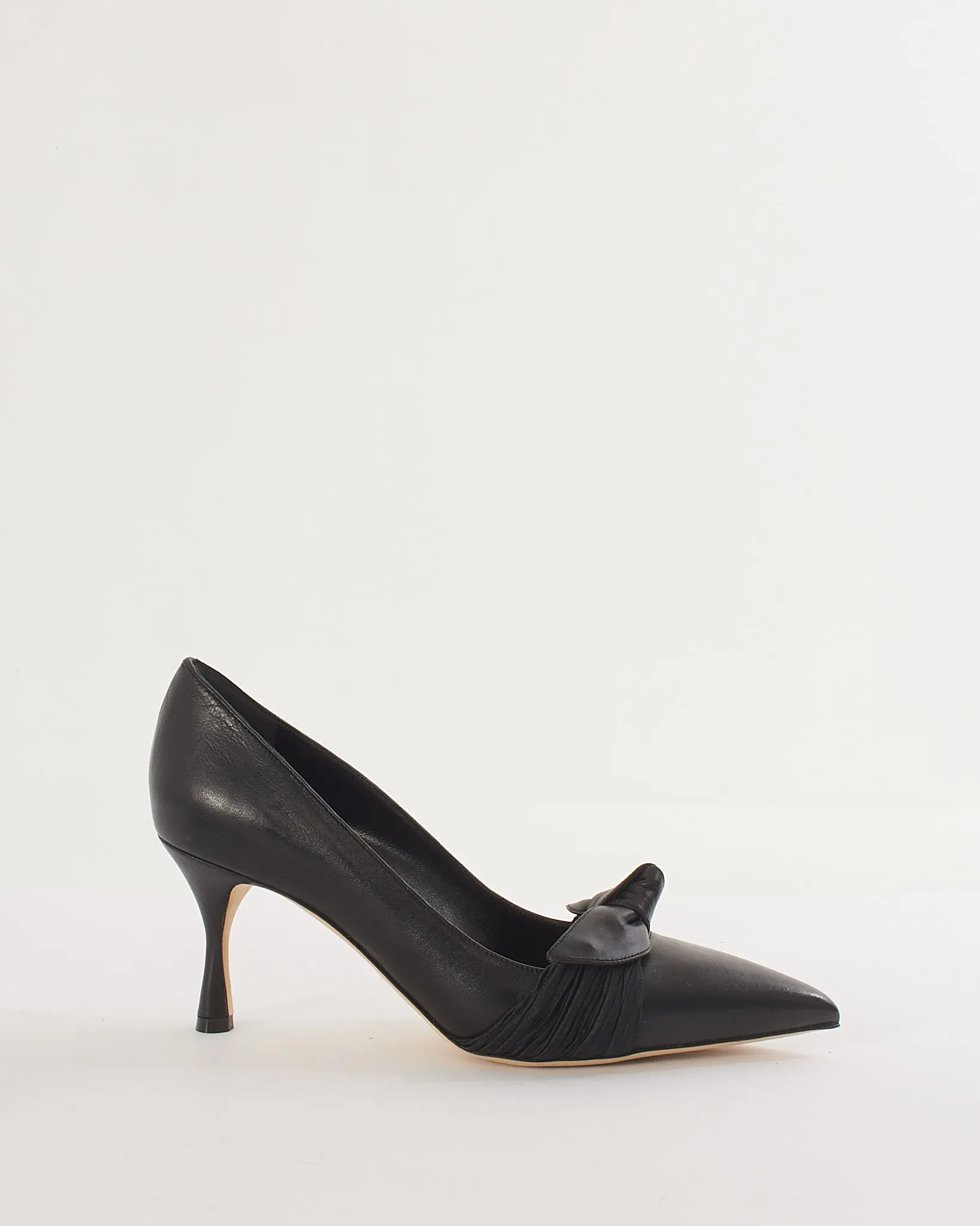 Manolo Blahnik Black Leather Papaita Shoes - 37