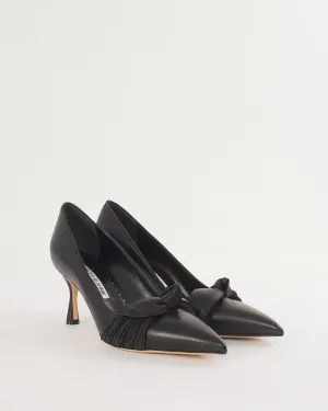 Manolo Blahnik Black Leather Papaita Shoes - 37