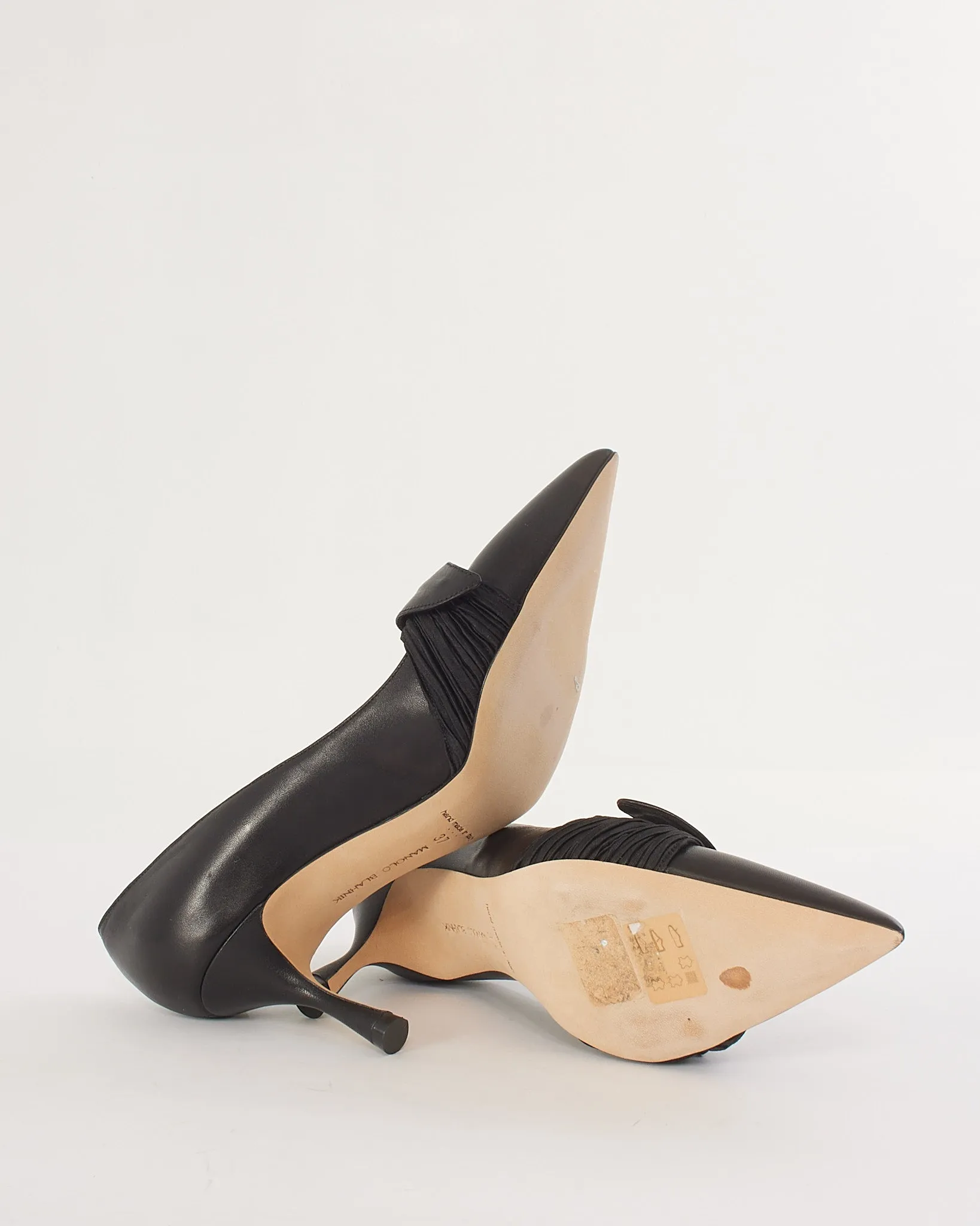 Manolo Blahnik Black Leather Papaita Shoes - 37