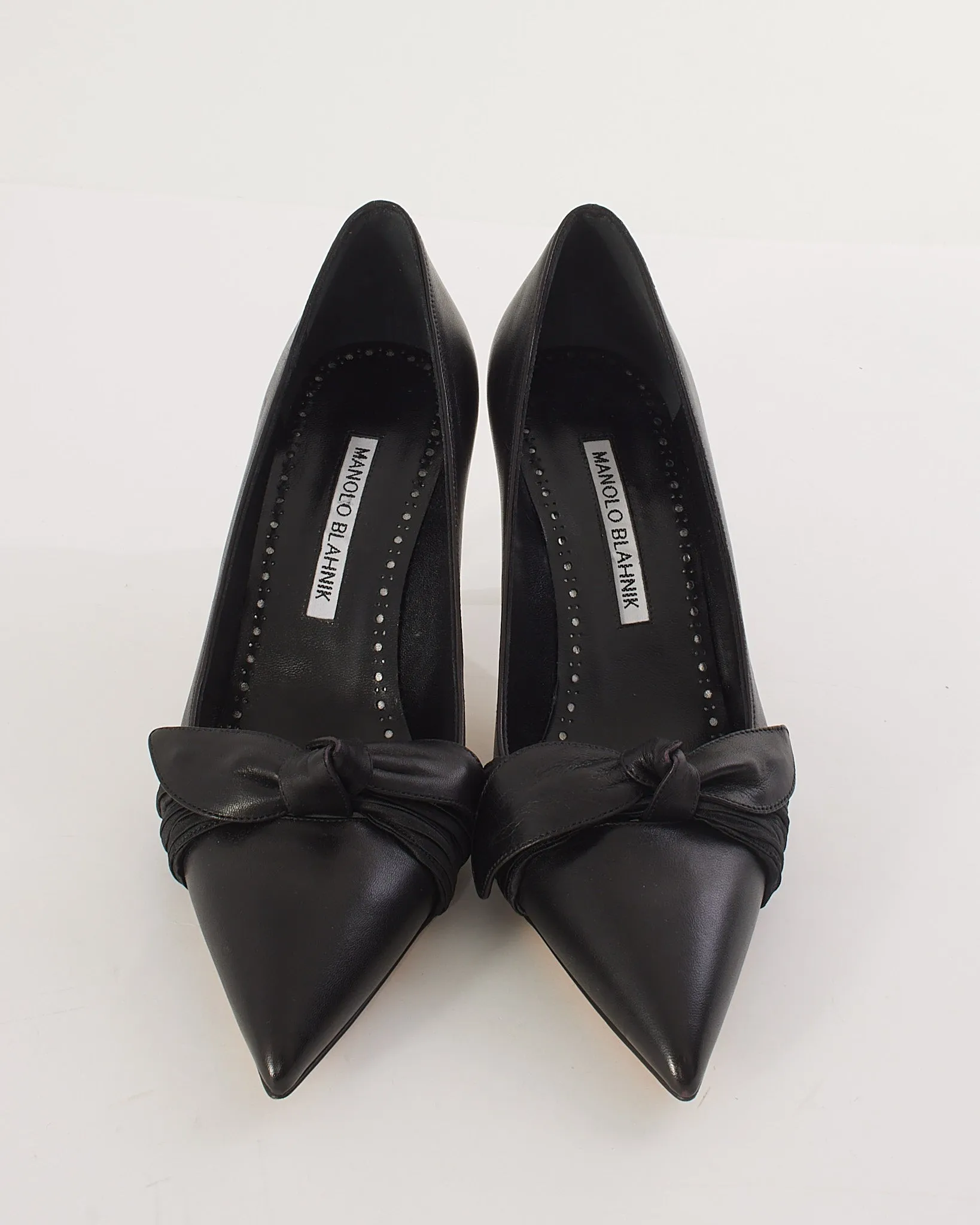 Manolo Blahnik Black Leather Papaita Shoes - 37