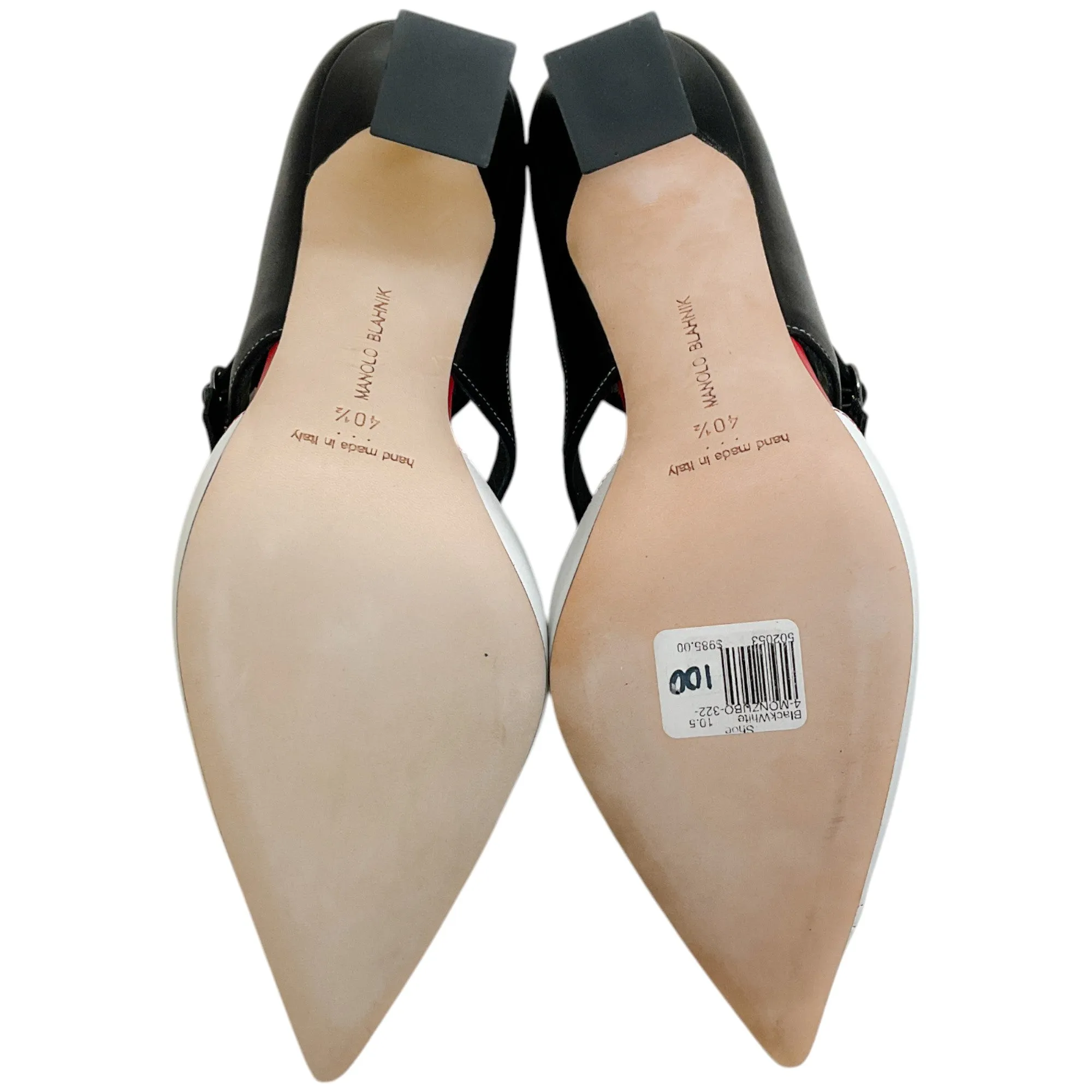 Manolo Blahnik White / Black / Red Monzubo Pumps