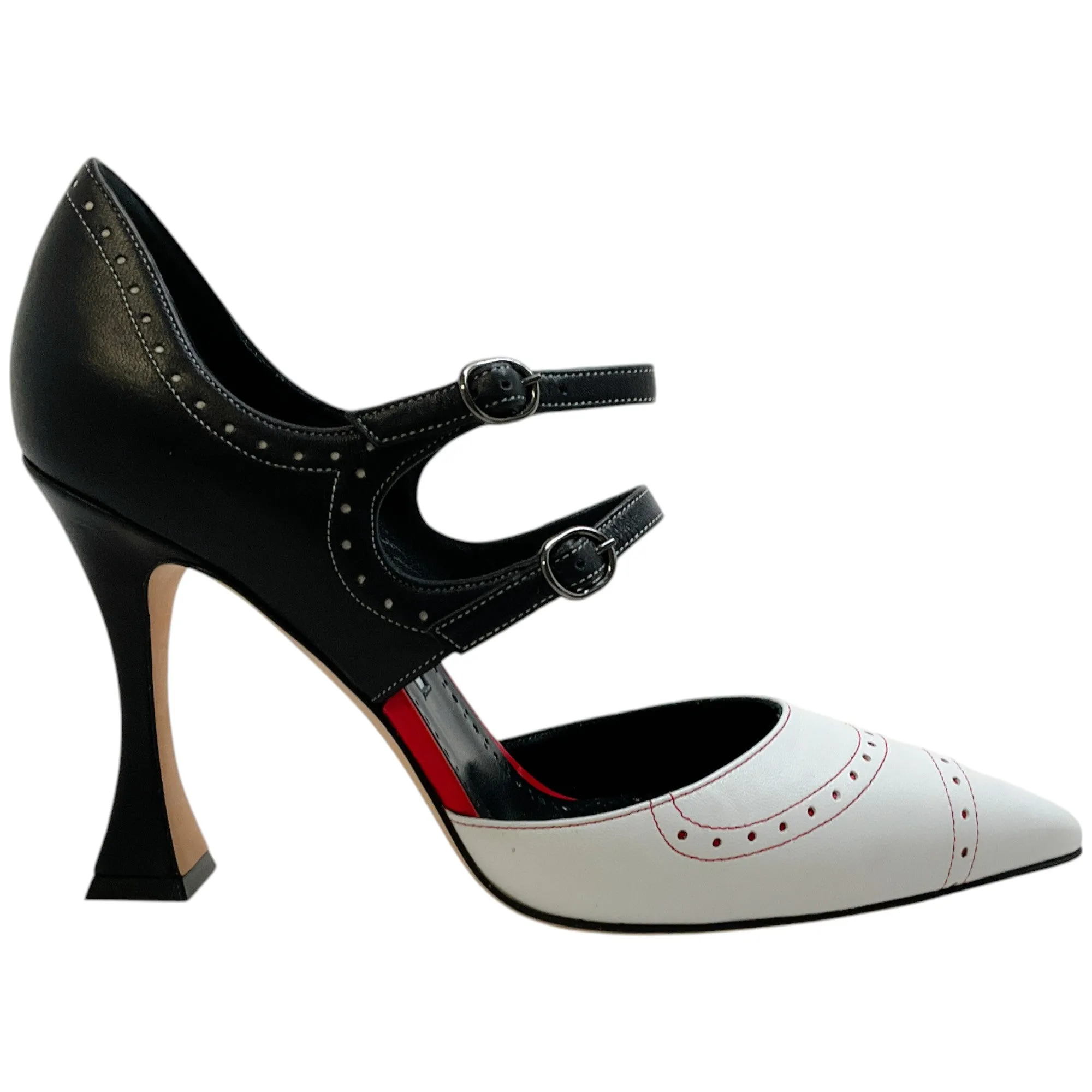 Manolo Blahnik White / Black / Red Monzubo Pumps