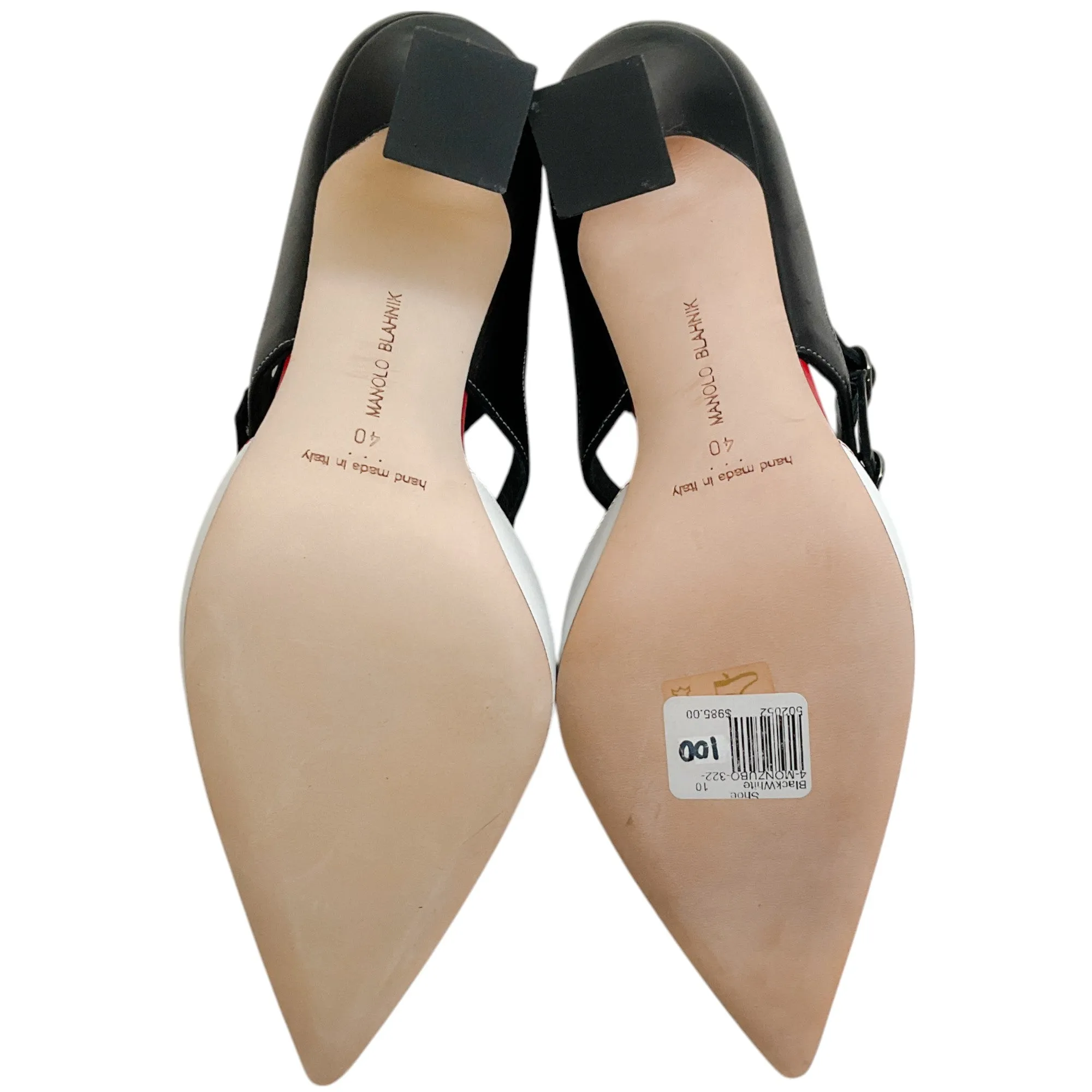 Manolo Blahnik White / Black / Red Monzubo Pumps