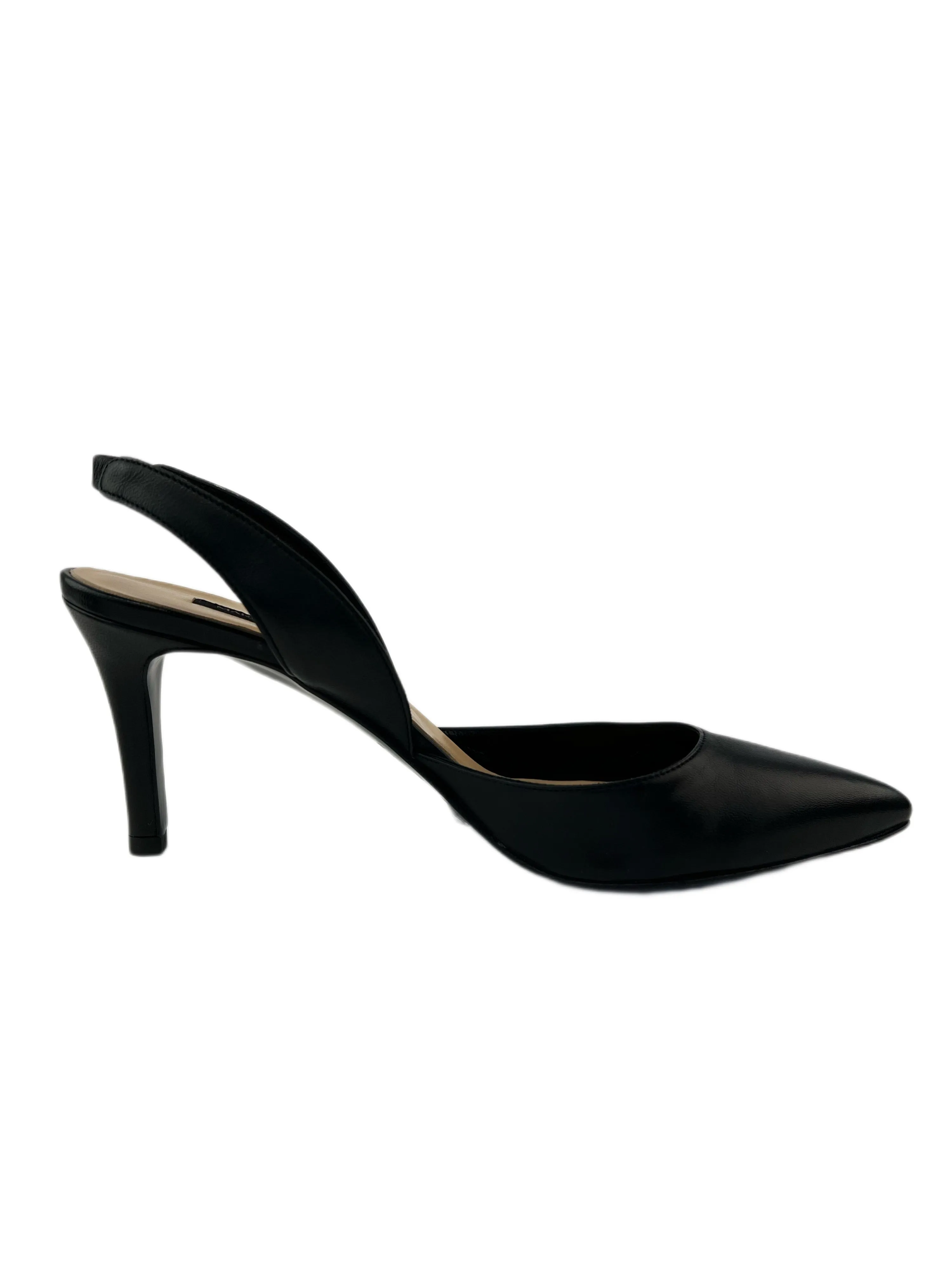 Marina Rinaldi Women's Nero Licia Slinback Leather Pumps NWB