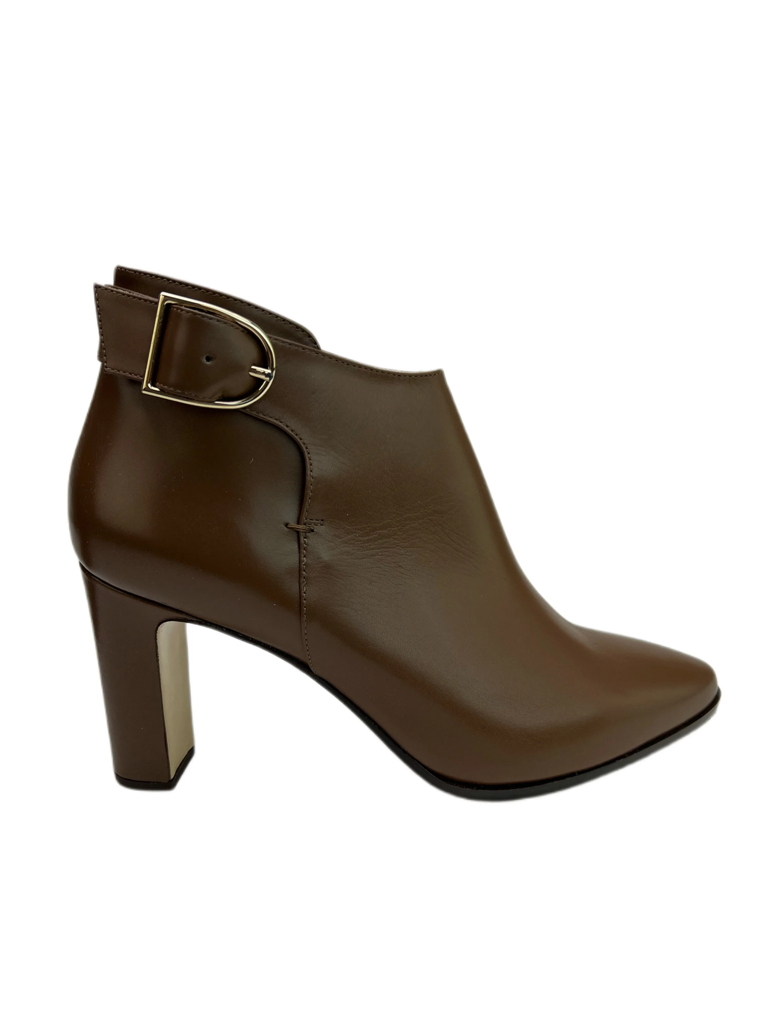 Max Mara Women's Tobacco Ornati Leather Block Heel Ankle Booties Size 8 NWB