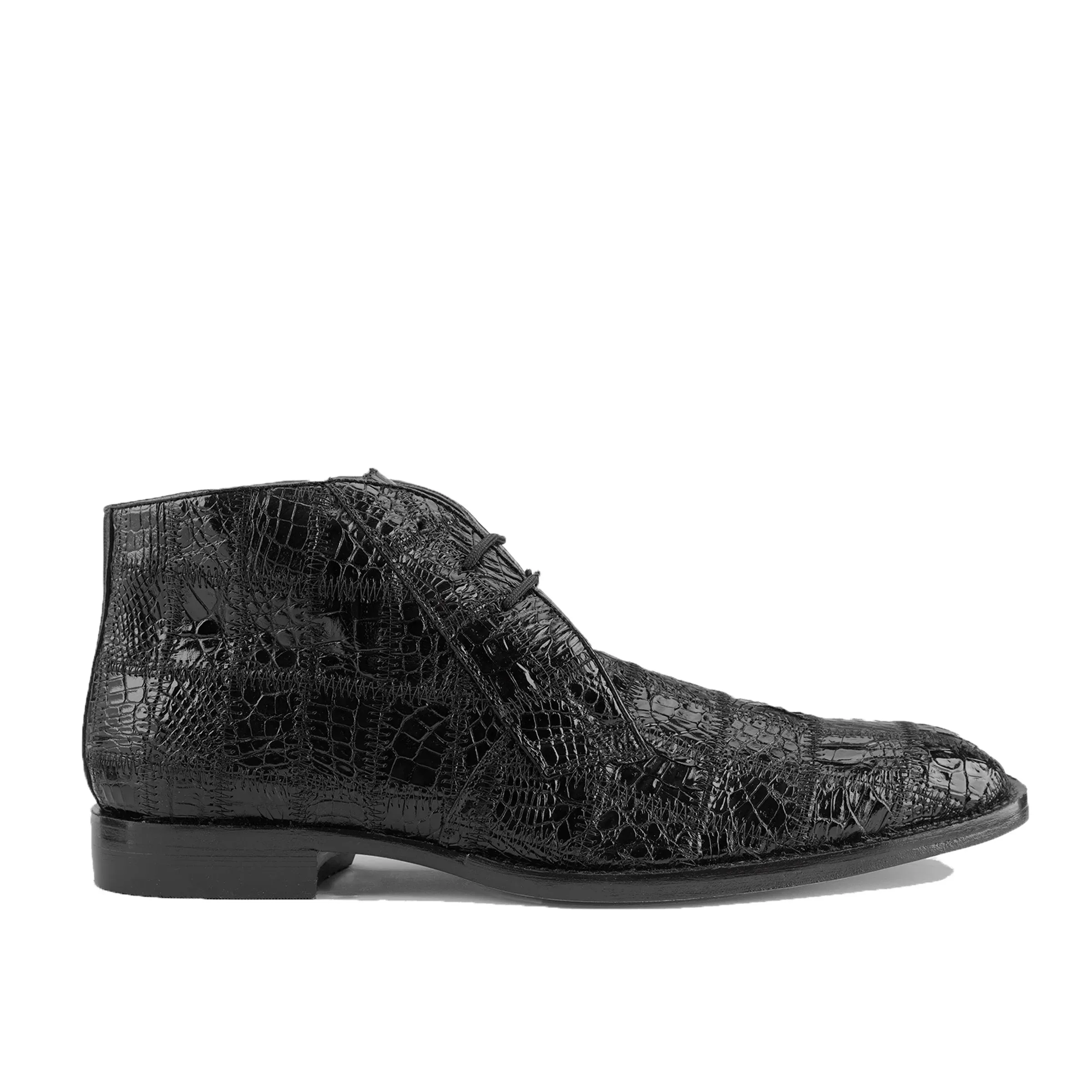 Mens Belvedere Stefano Patchwork Crocodile Dress Boot in Brown