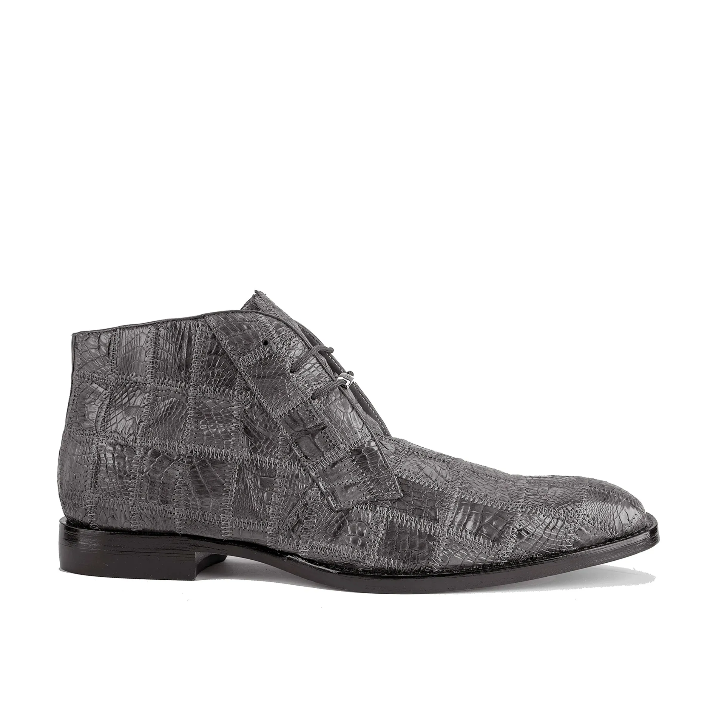 Mens Belvedere Stefano Patchwork Crocodile Dress Boot in Brown