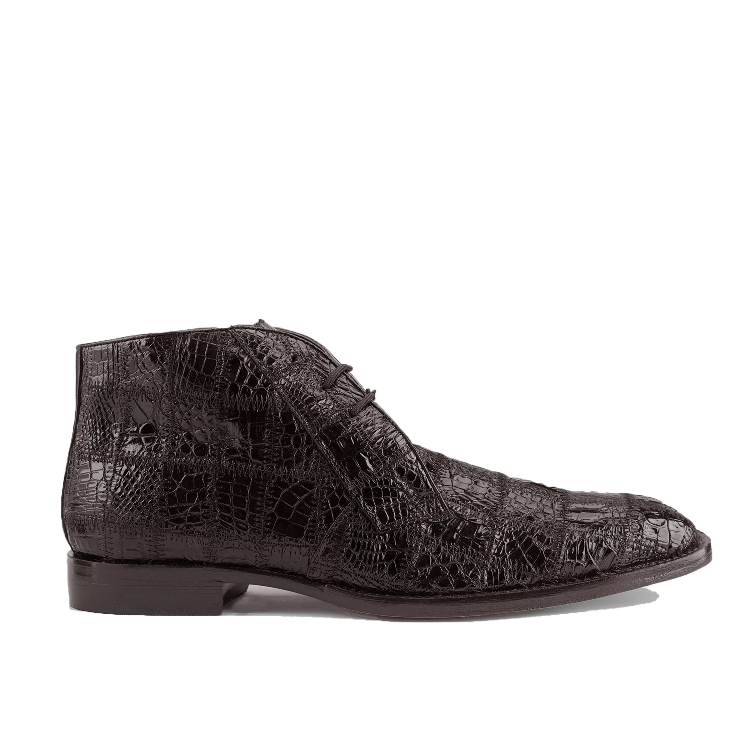 Mens Belvedere Stefano Patchwork Crocodile Dress Boot in Brown