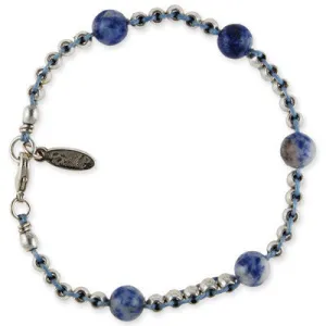 Mens Double Silver Faceted Bead Mens Bracelet on Tan Leather
