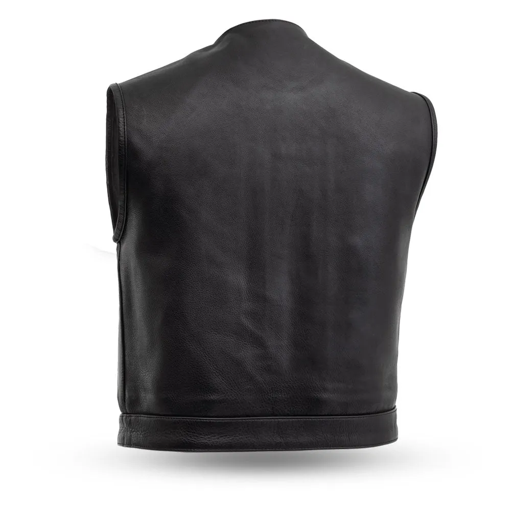 Men's Platinum Leather Motorcycle Vest Lowside