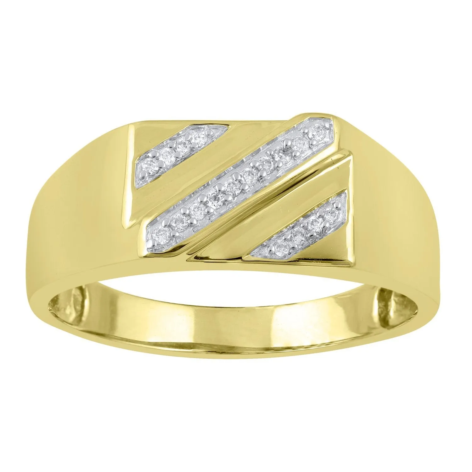 Men's Ring with 0.10ct of Diamonds in 9ct Yellow Gold
