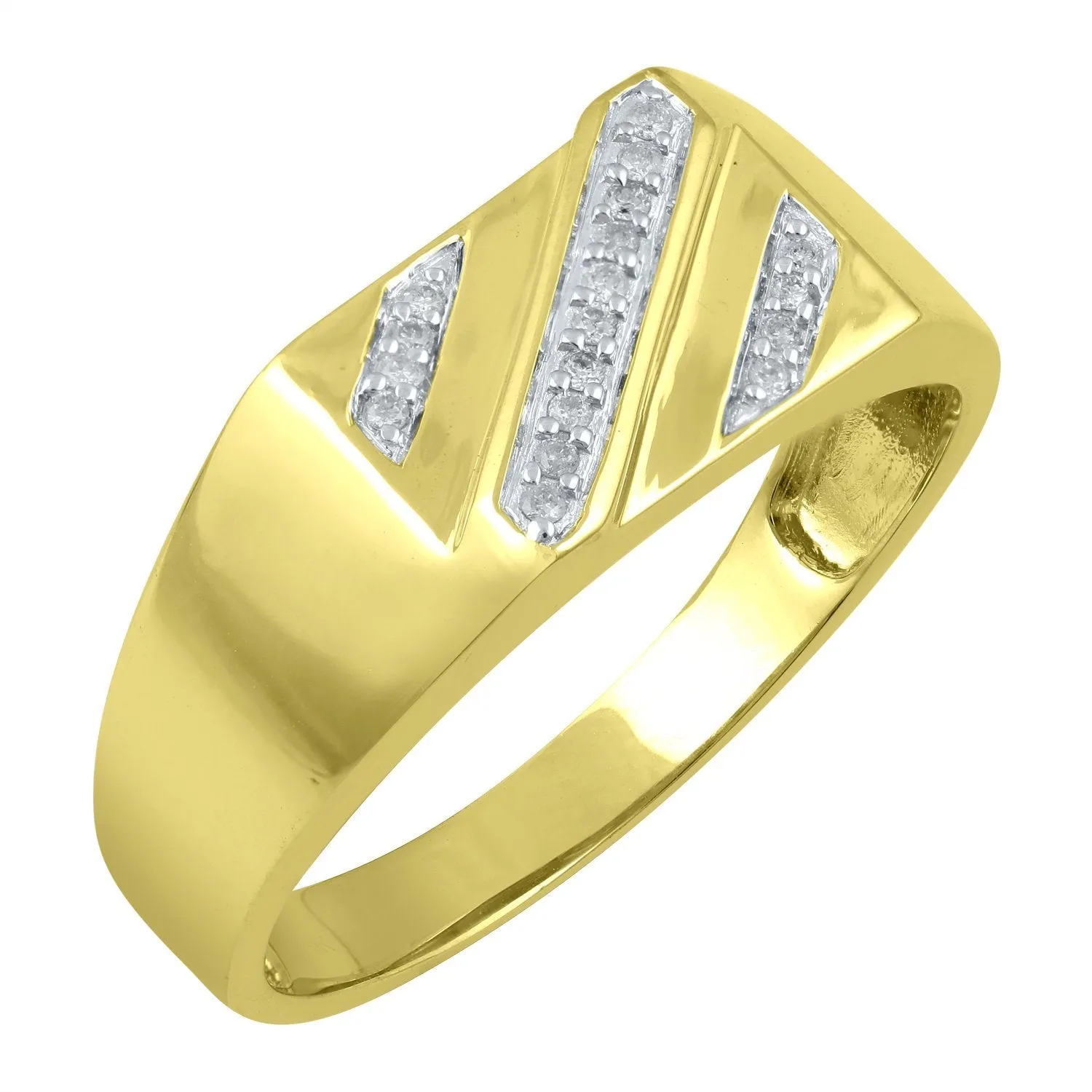 Men's Ring with 0.10ct of Diamonds in 9ct Yellow Gold