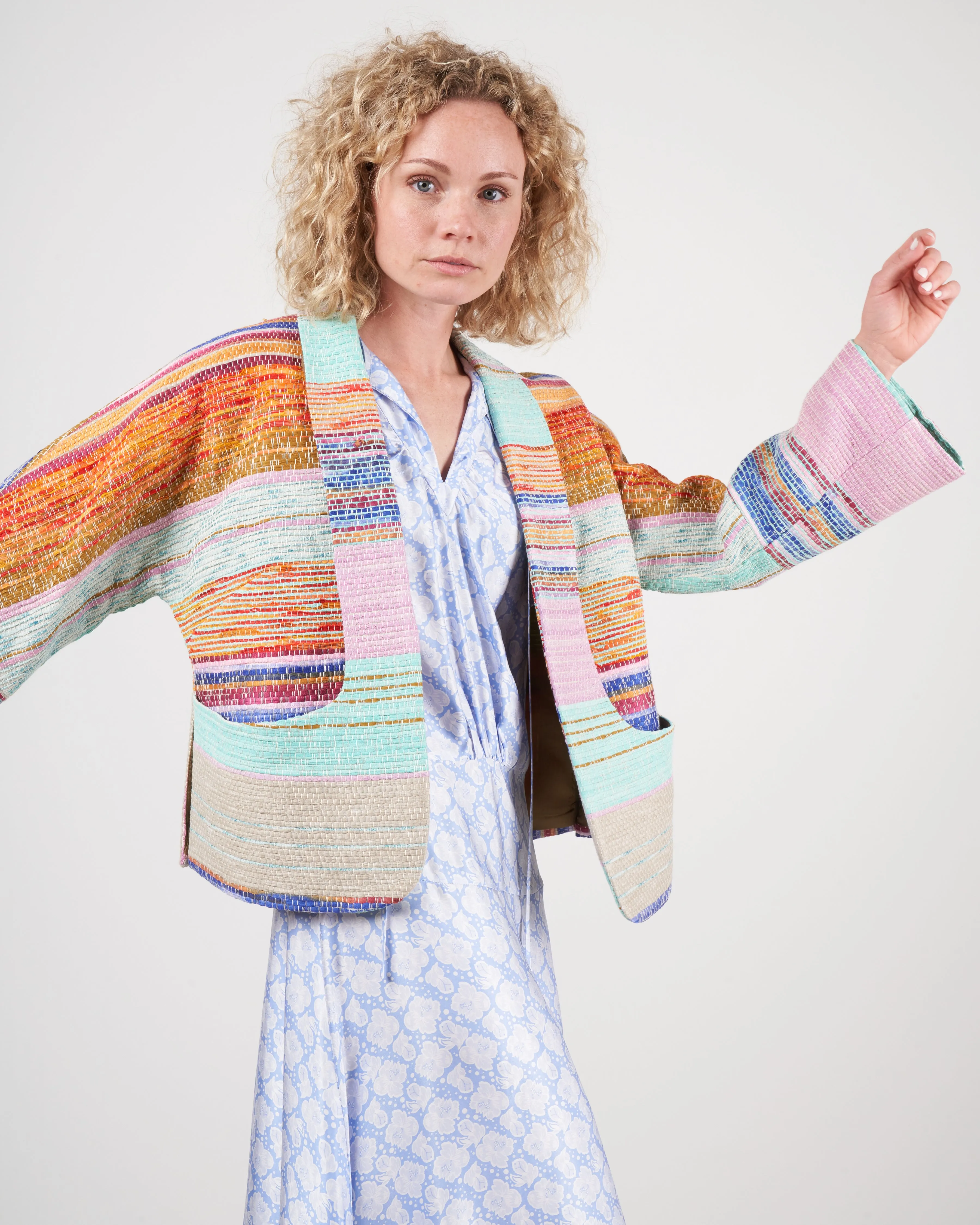 mini baja jacket - multi stripe jacquard