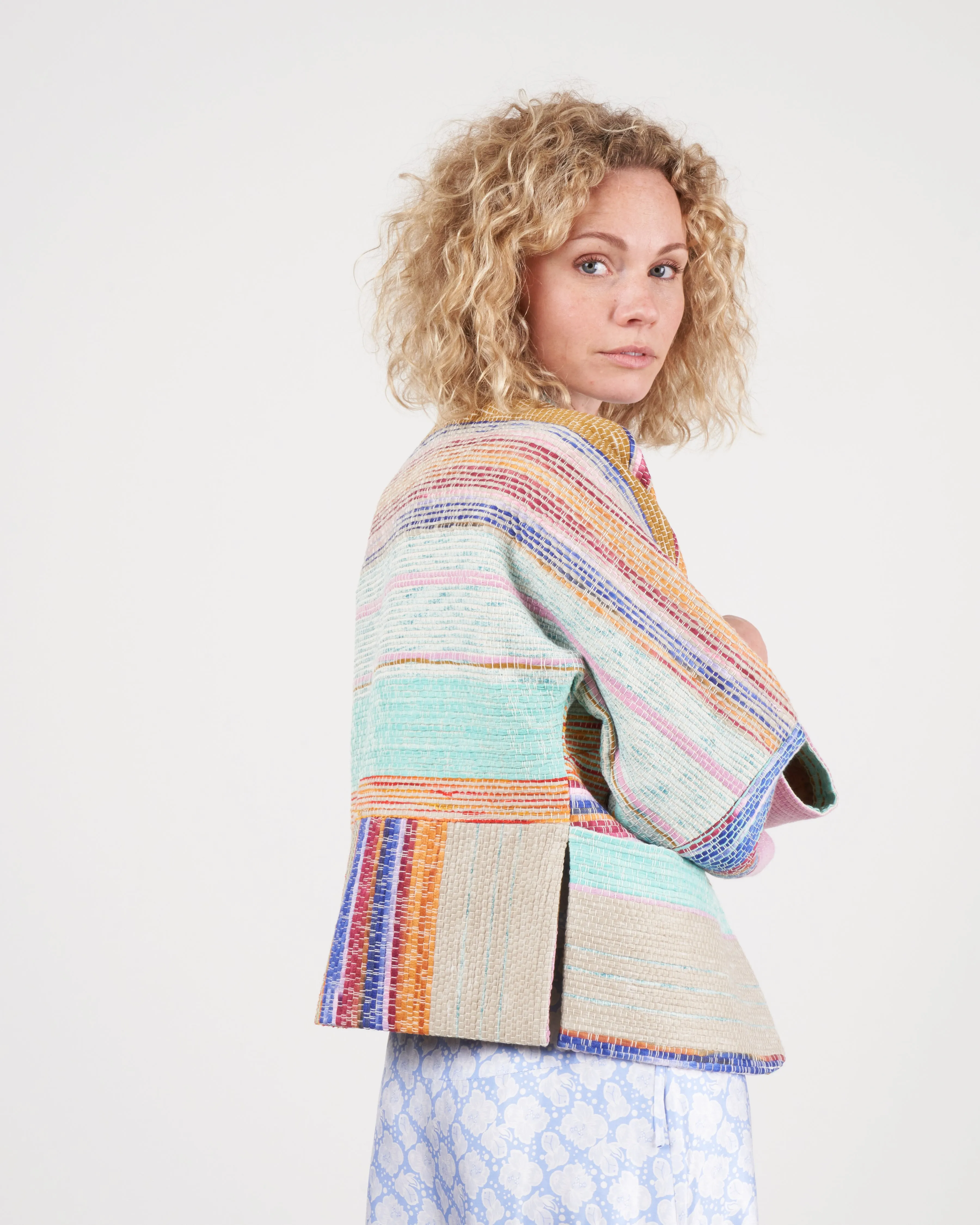 mini baja jacket - multi stripe jacquard