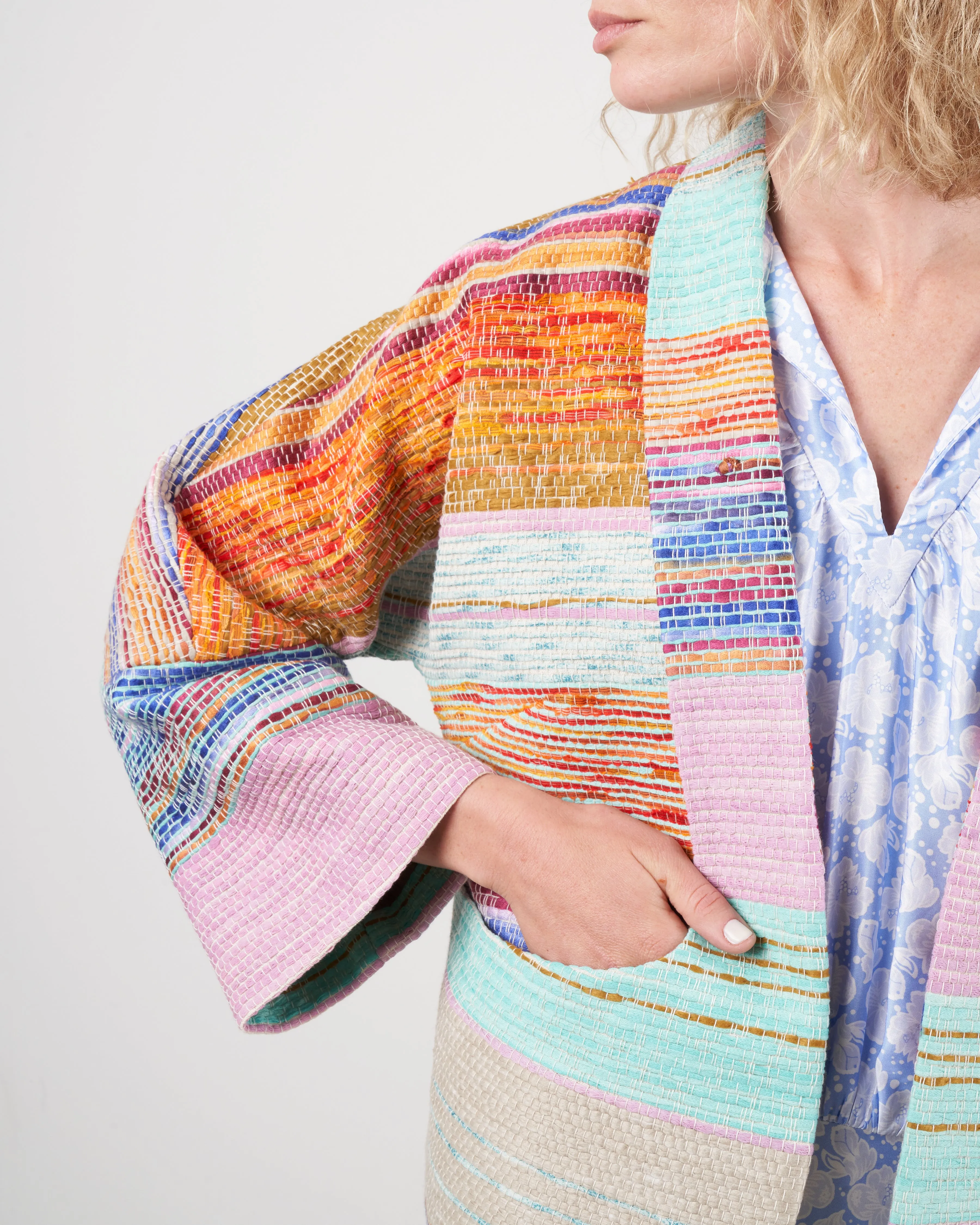 mini baja jacket - multi stripe jacquard