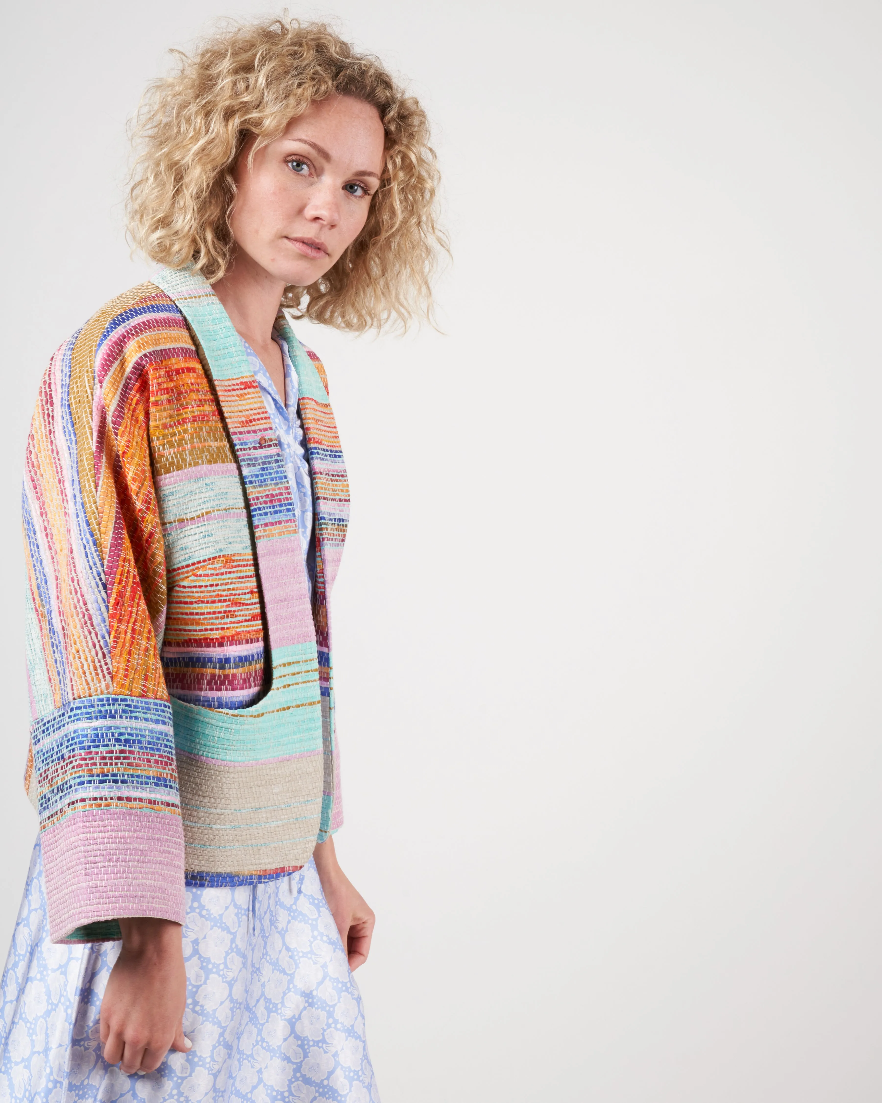 mini baja jacket - multi stripe jacquard