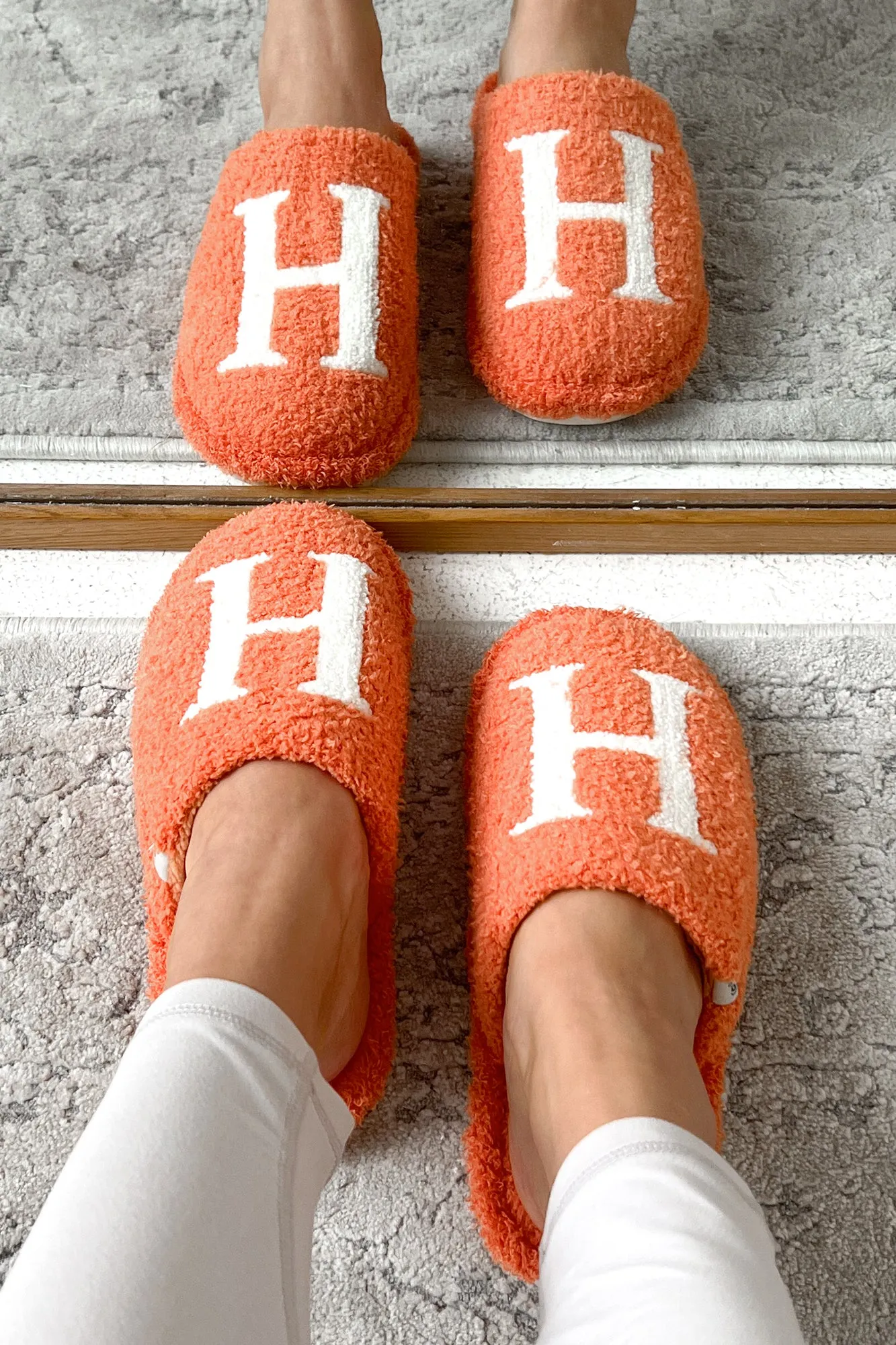 My Bedtime Glam Fuzzy "H" Slippers (Orange)