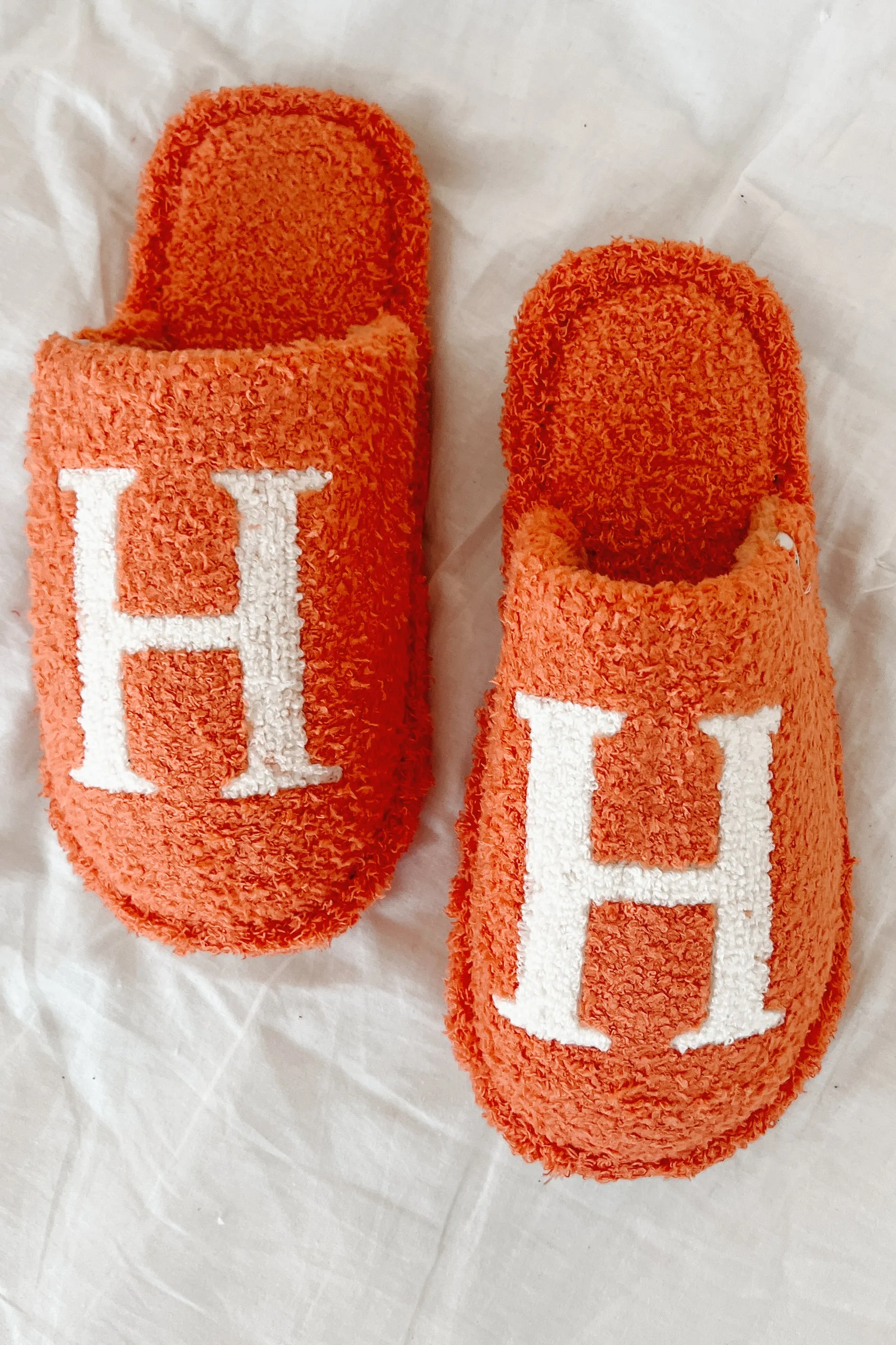 My Bedtime Glam Fuzzy "H" Slippers (Orange)