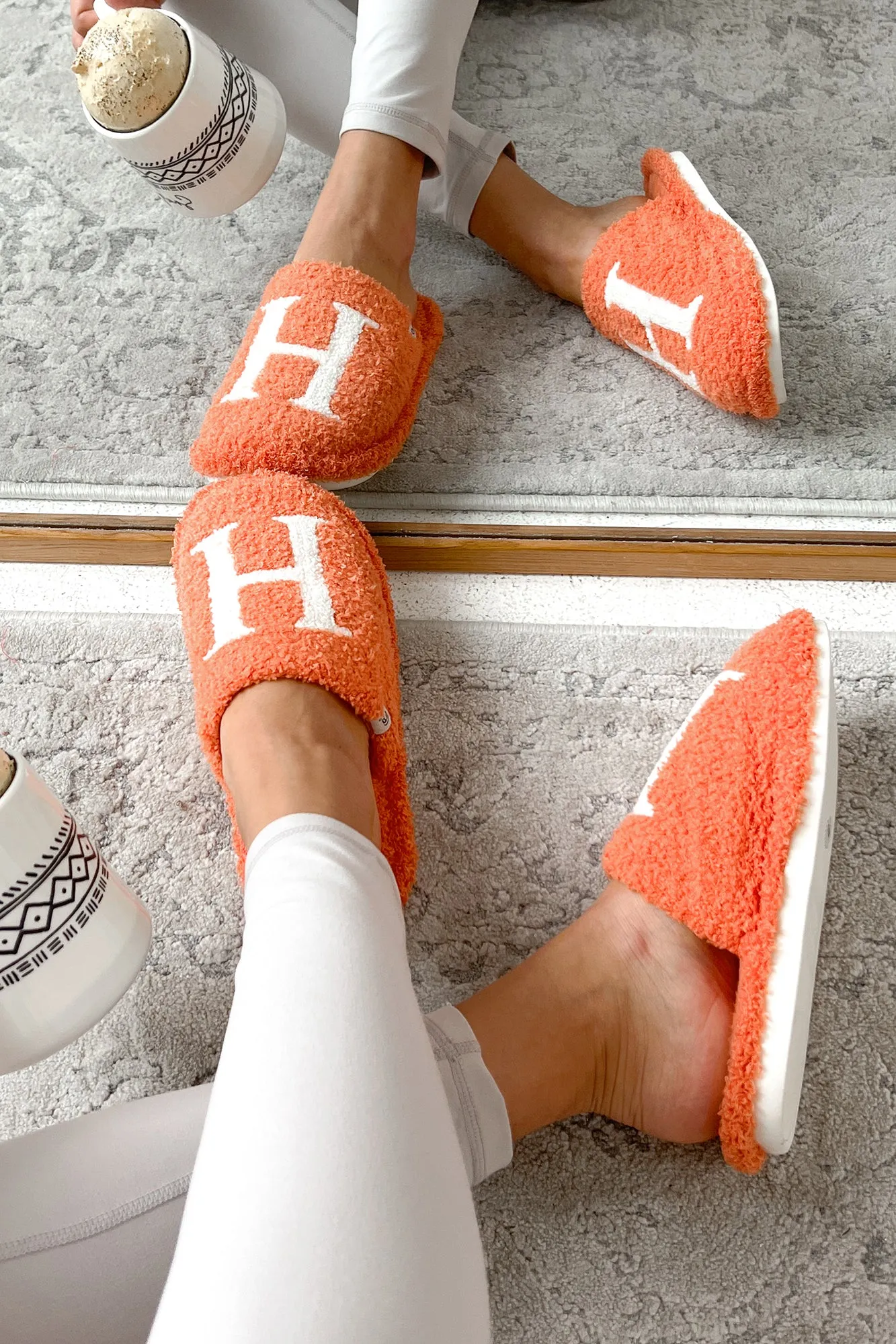 My Bedtime Glam Fuzzy "H" Slippers (Orange)