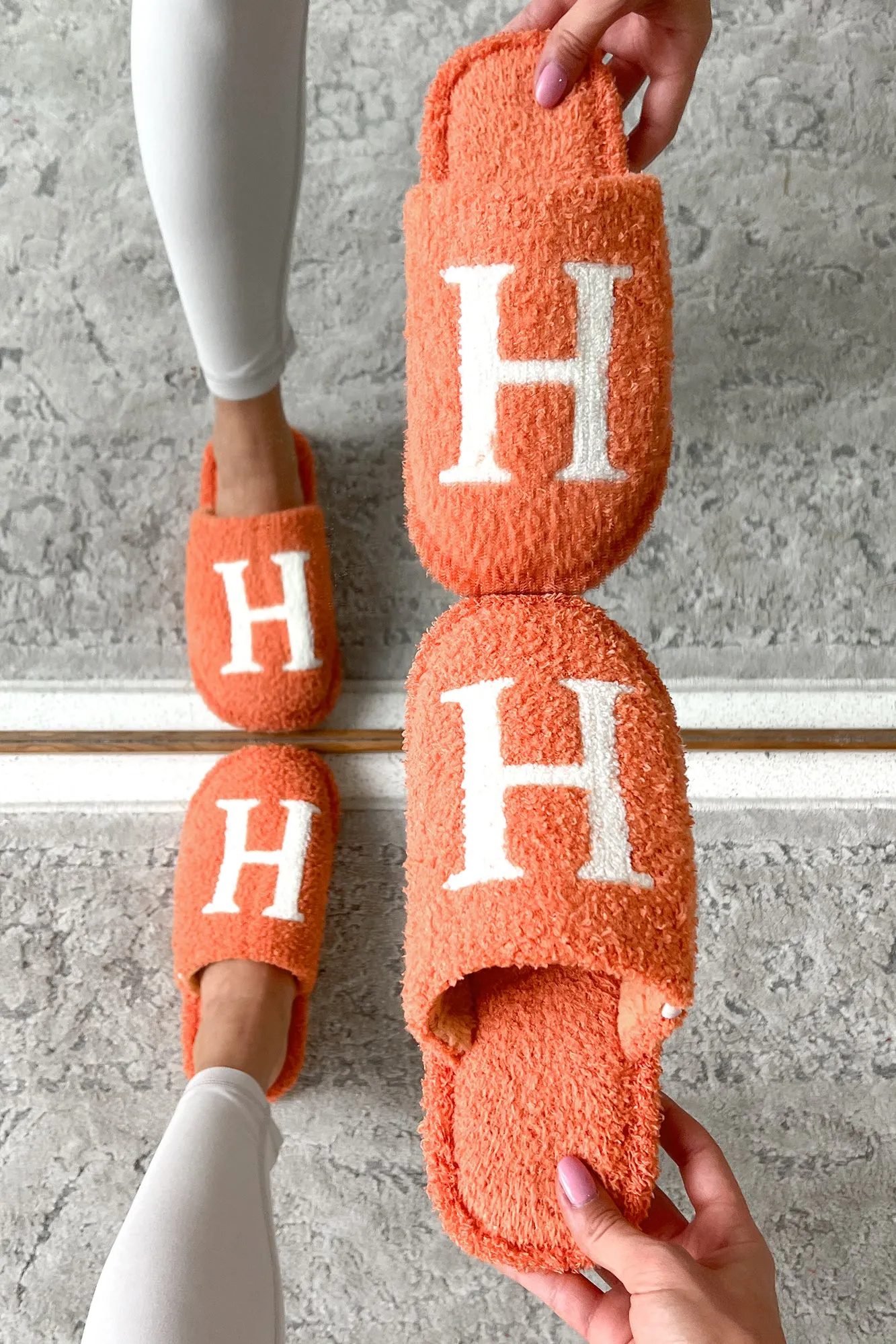 My Bedtime Glam Fuzzy "H" Slippers (Orange)