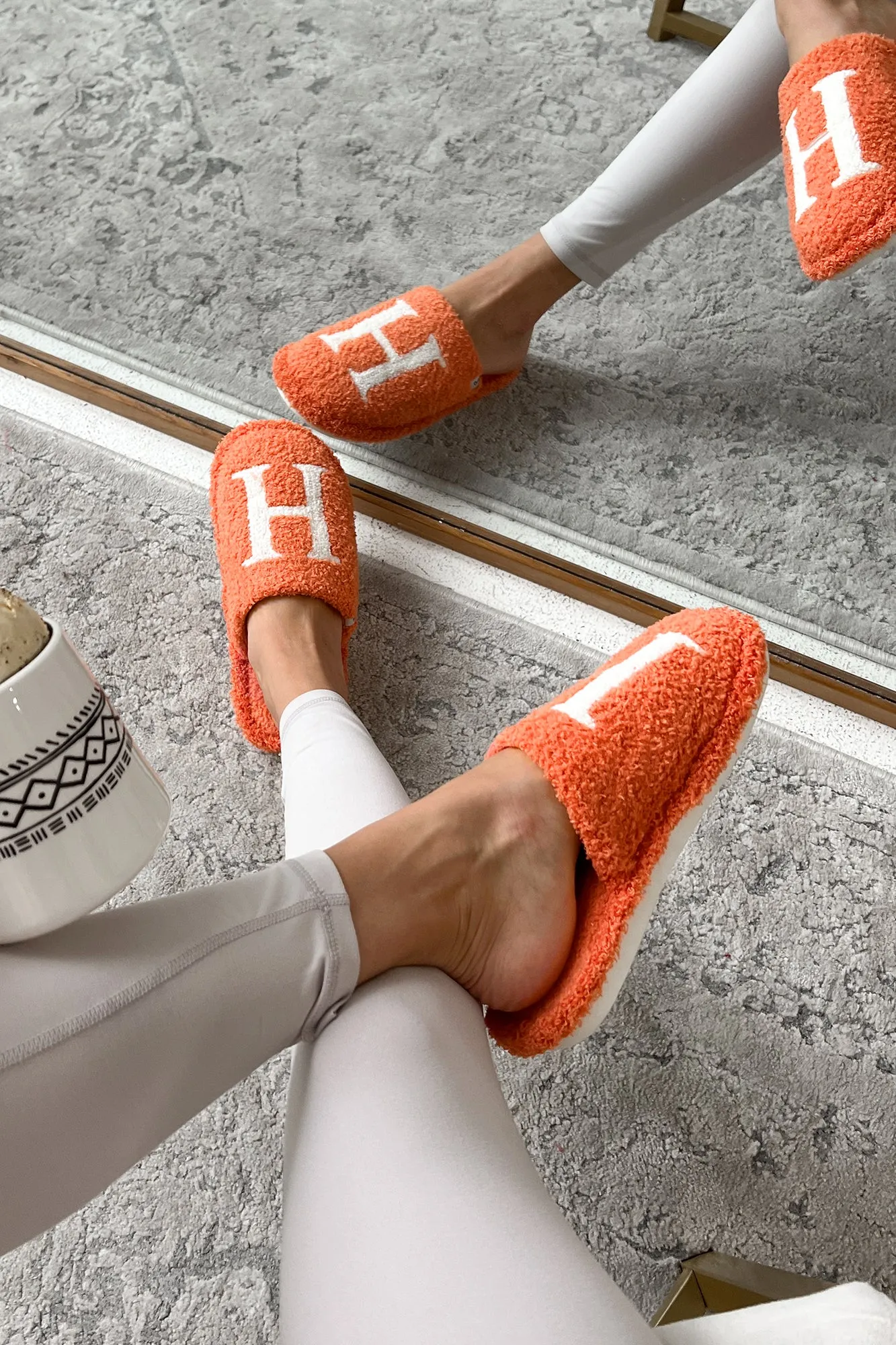 My Bedtime Glam Fuzzy "H" Slippers (Orange)
