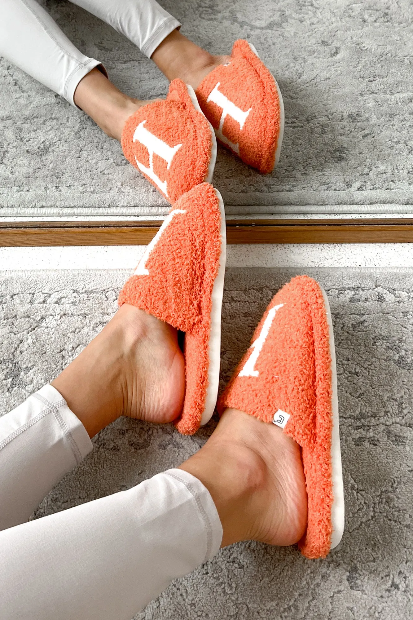 My Bedtime Glam Fuzzy "H" Slippers (Orange)