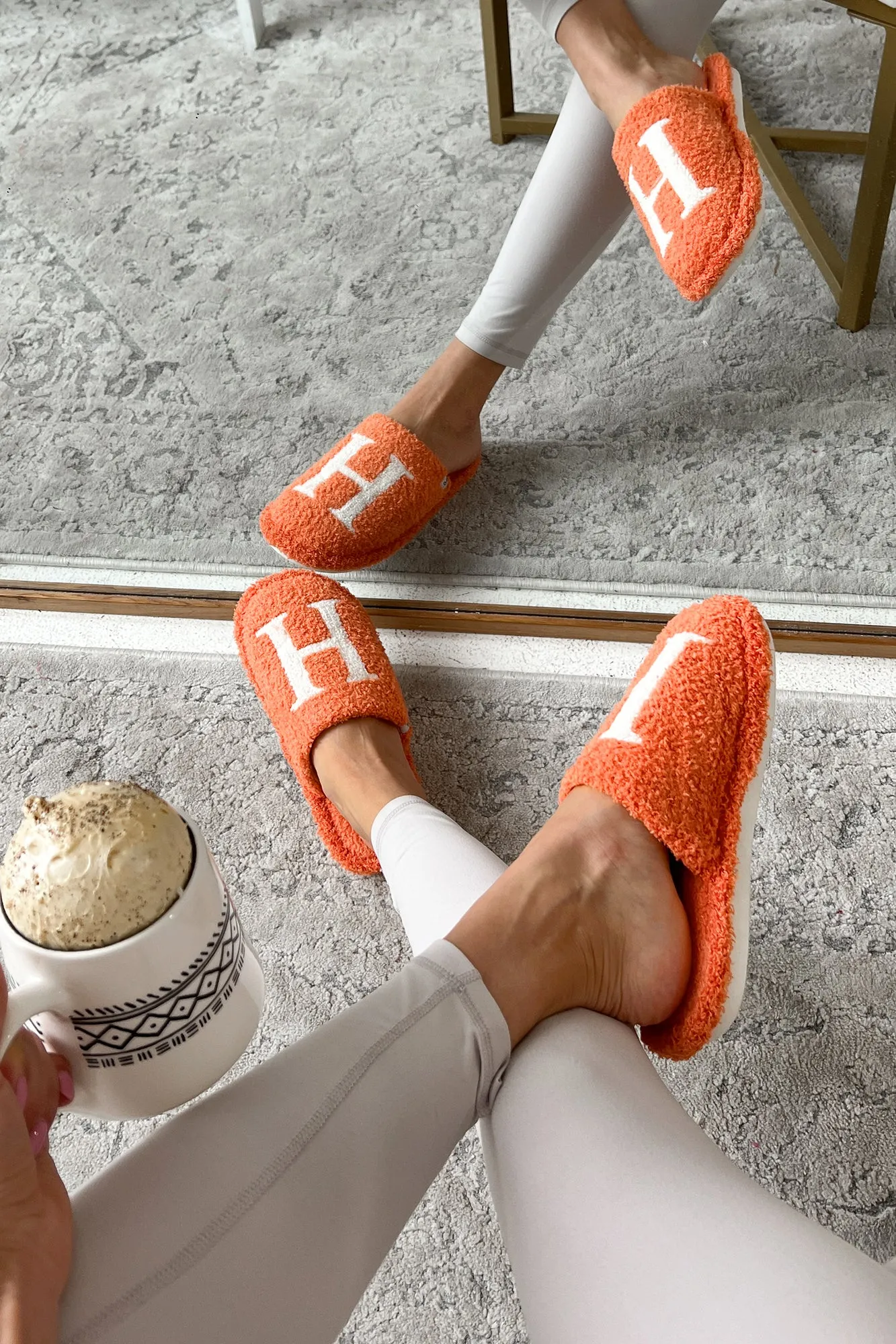 My Bedtime Glam Fuzzy "H" Slippers (Orange)