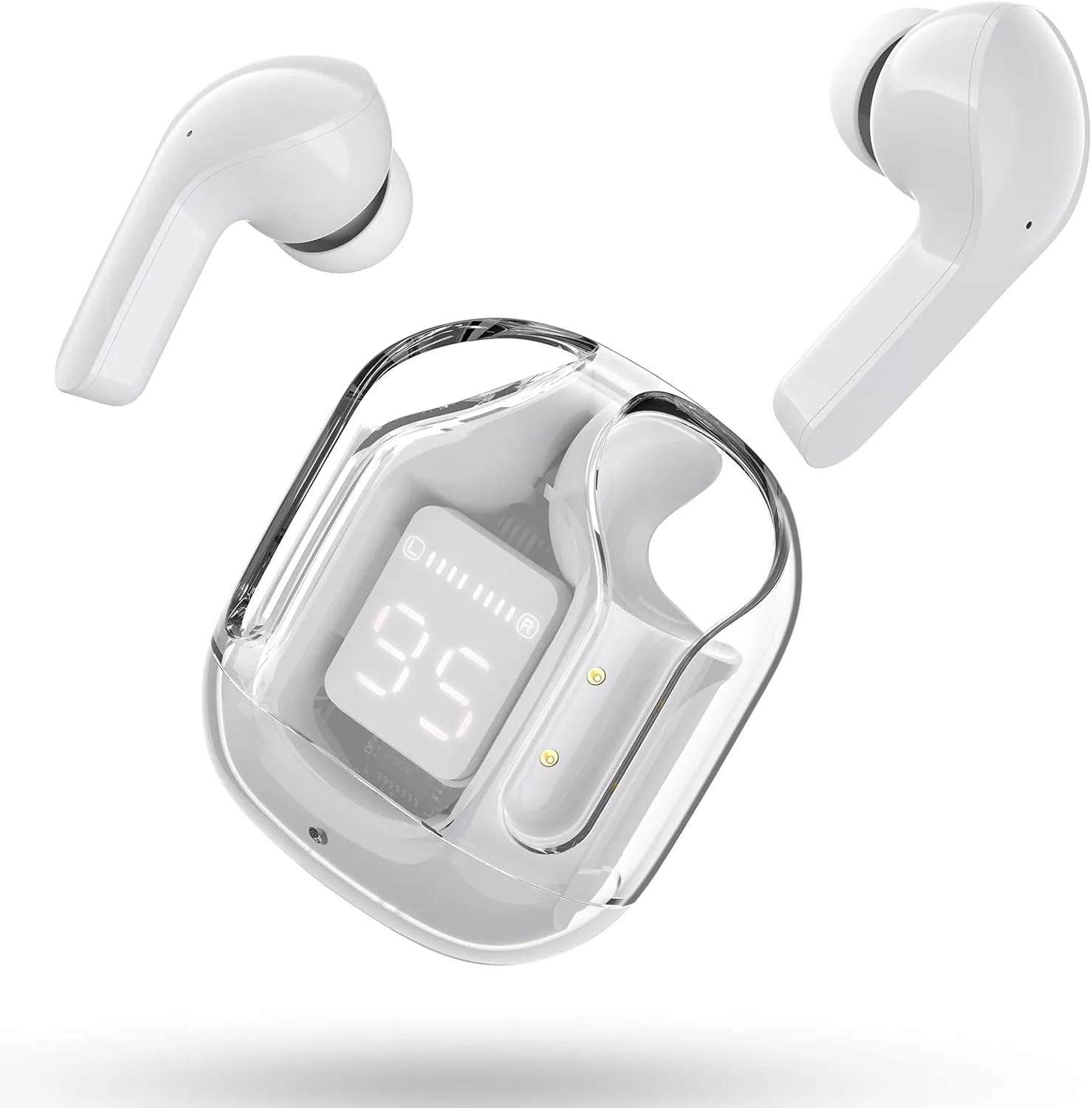 NEW Retails $60 ACEFAST Wireless Earphones Bluetooth 5.3 Headphones LED Power Display Mini Crystal in-Ear Earbuds with Wireless Charging Case Touch Control Built-in Mic Headphone for Sports Waterproof Earphone