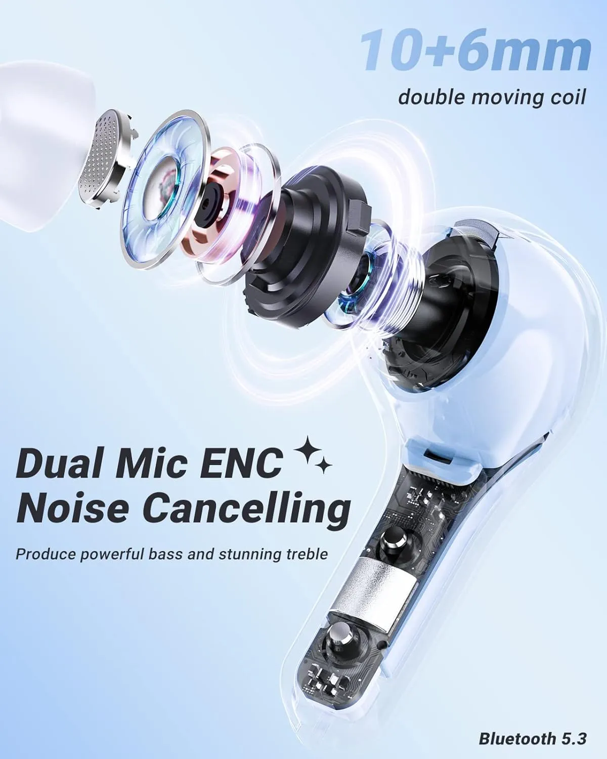 NEW Retails $60 ACEFAST Wireless Earphones Bluetooth 5.3 Headphones LED Power Display Mini Crystal in-Ear Earbuds with Wireless Charging Case Touch Control Built-in Mic Headphone for Sports Waterproof Earphone