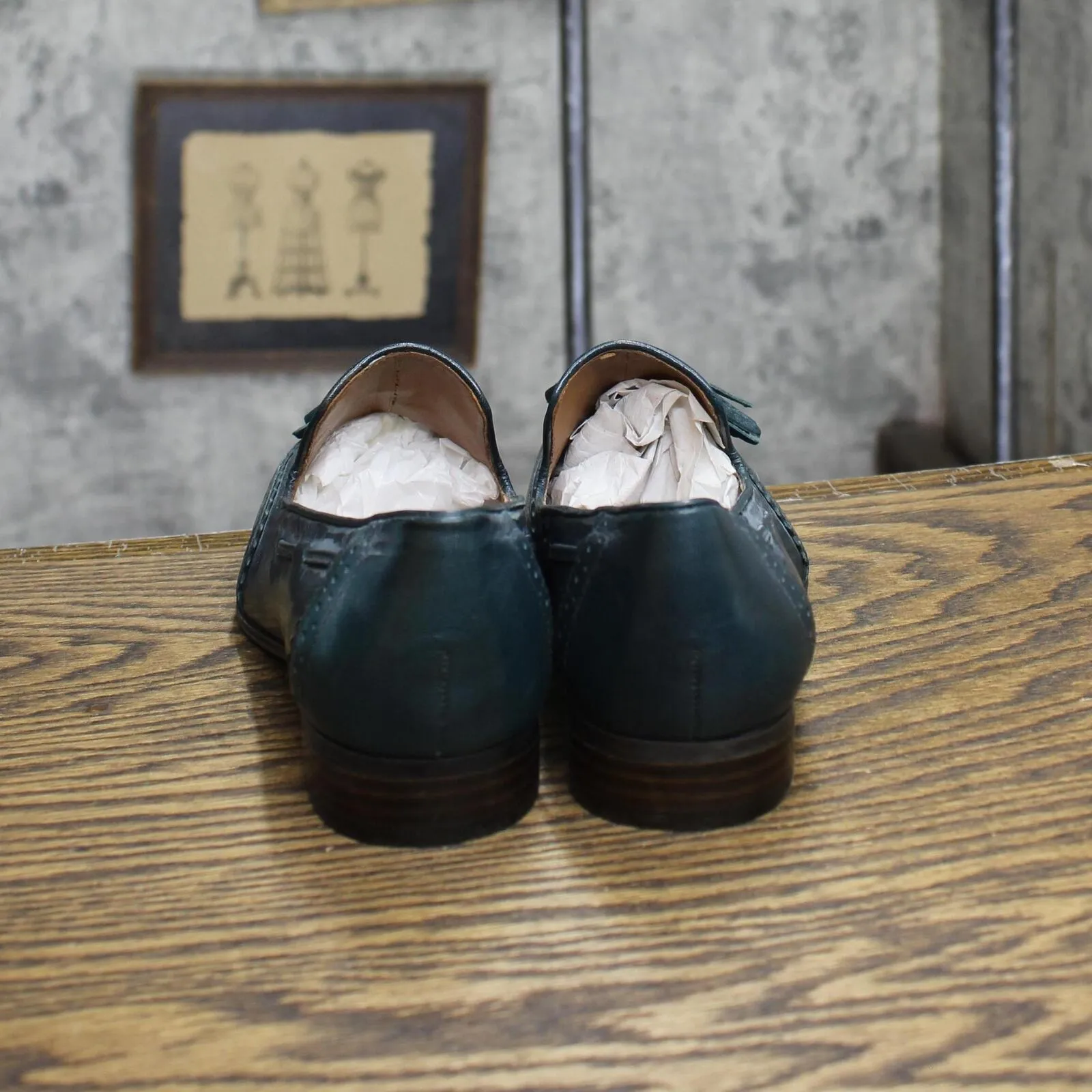 Nine West Womens Vintage Leather Tassel Loafer Dress Shoes Blue Green 6.5M