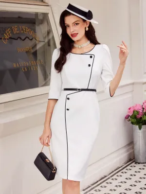 NISHA Elegant Color Block One-Piece Dress