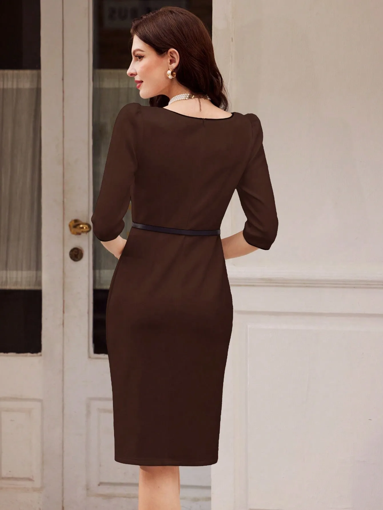 NISHA Elegant Color Block One-Piece Dress