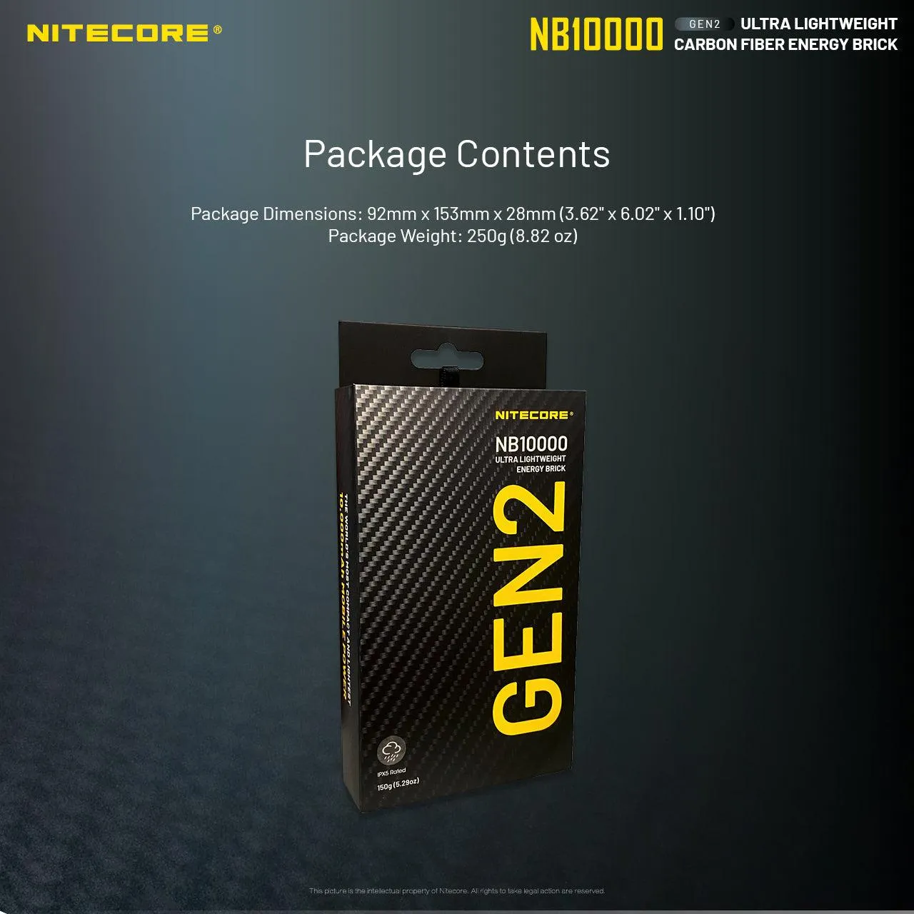 Nitecore Power Bank NB10000 Carbon Fiber Energy Brick GEN2