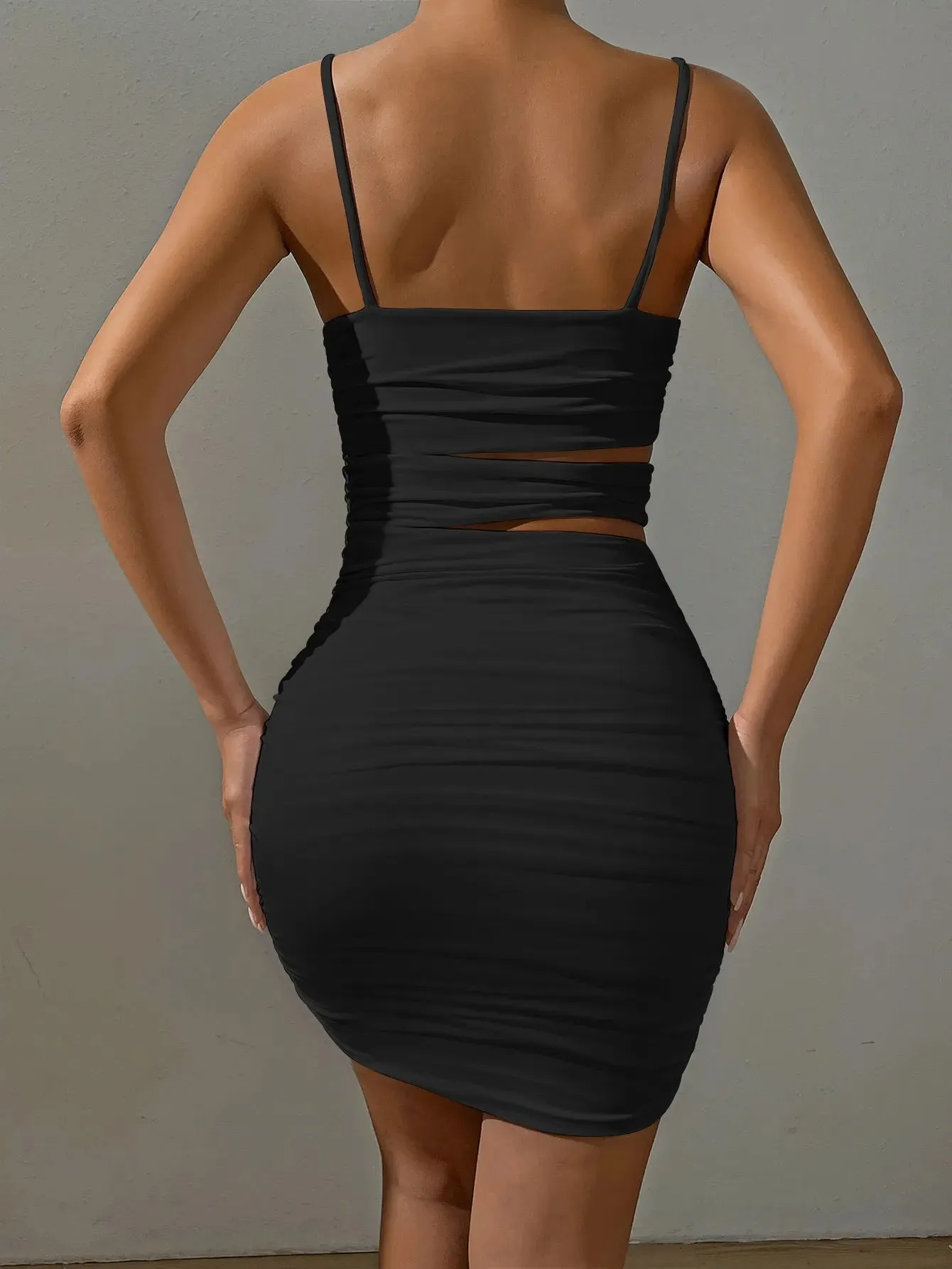 Obsidian Phoenix Spaghetti Strap Bodycon Mini Dress