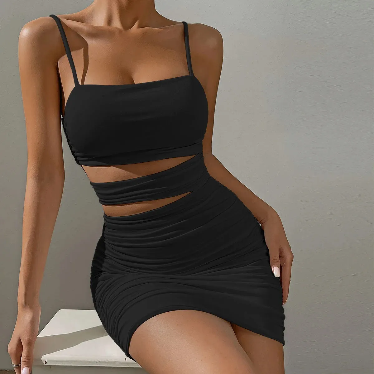 Obsidian Phoenix Spaghetti Strap Bodycon Mini Dress