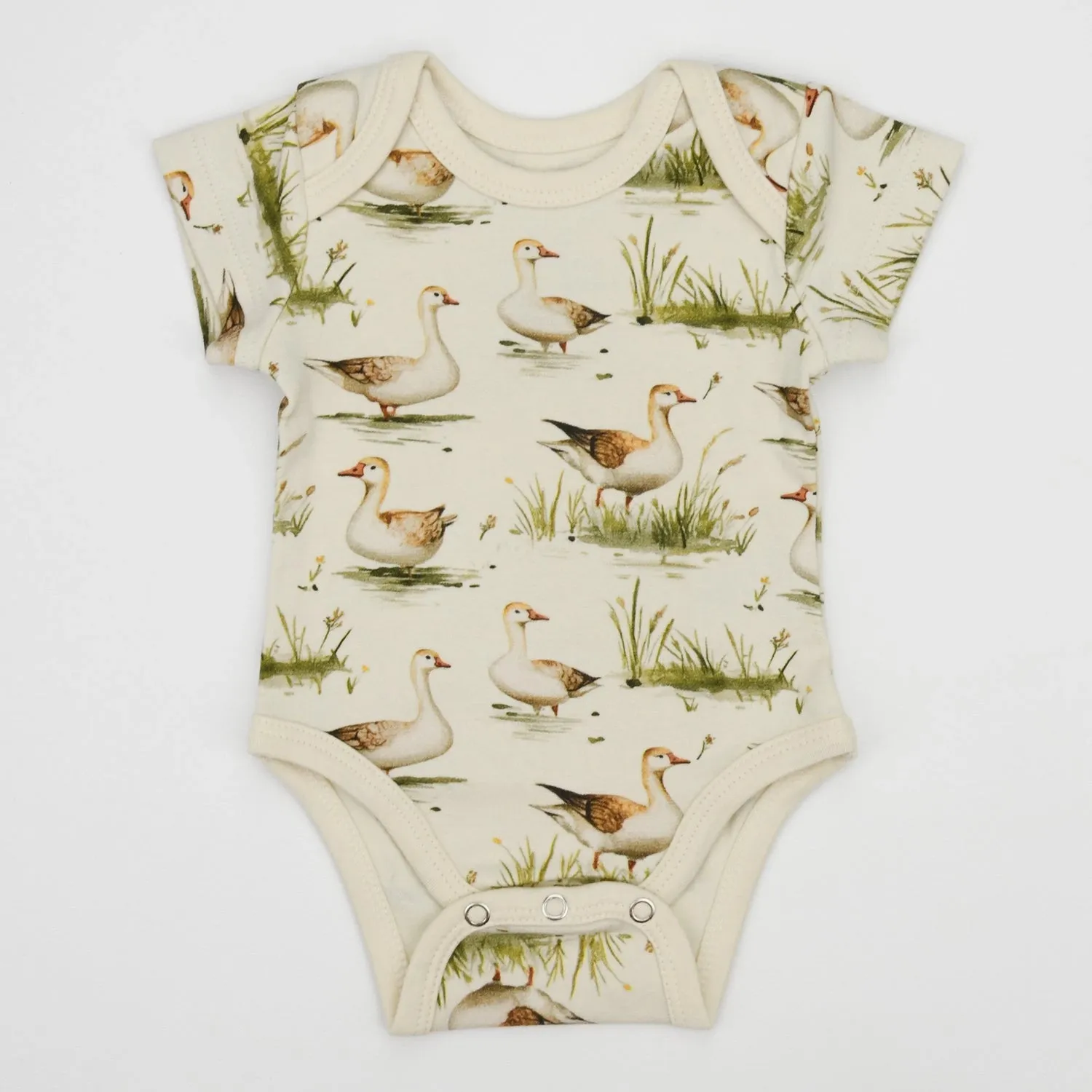 Organic Cotton Short Sleeve Baby Bodysuit - Duck