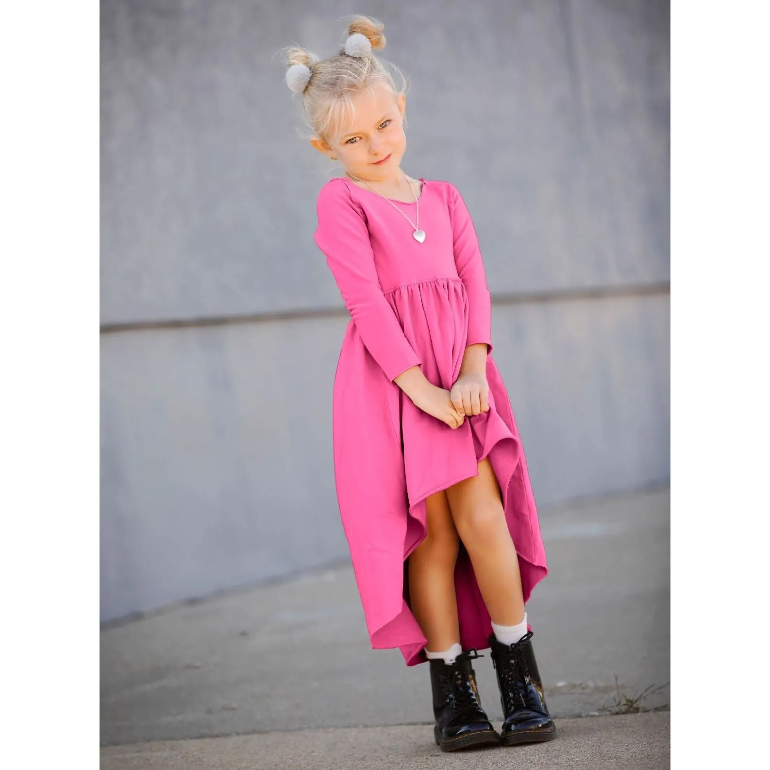 Organic Giselle Dress Long Sleeve Bubble Gum Pink
