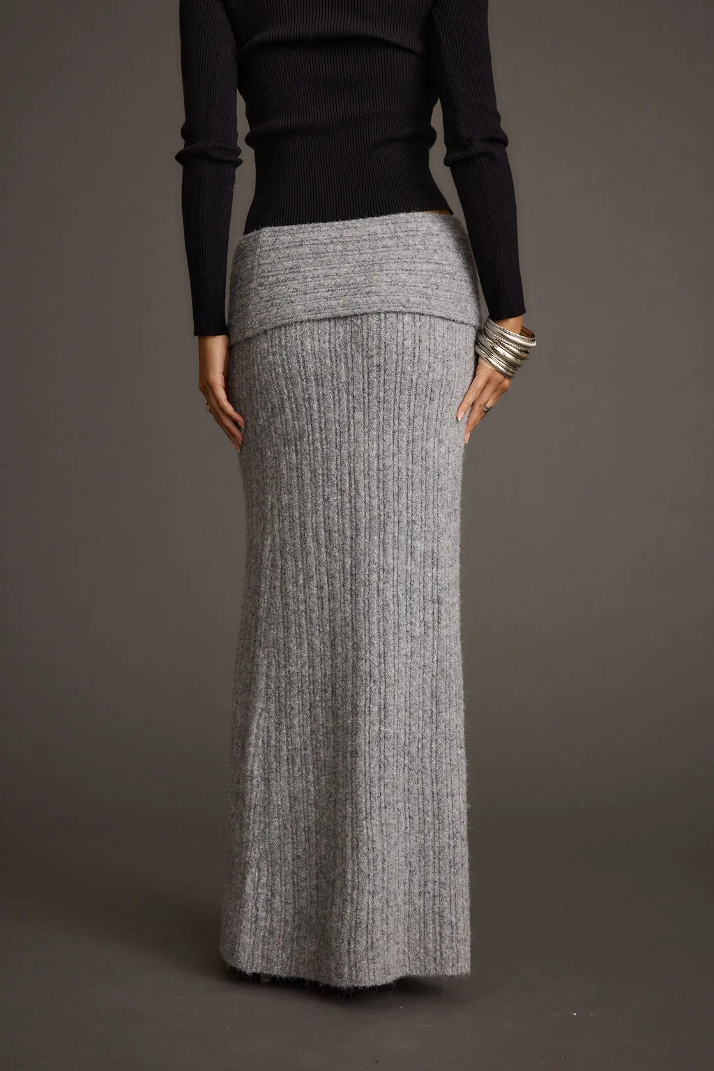 Pamela Heather Grey Sweater Maxi Skirt