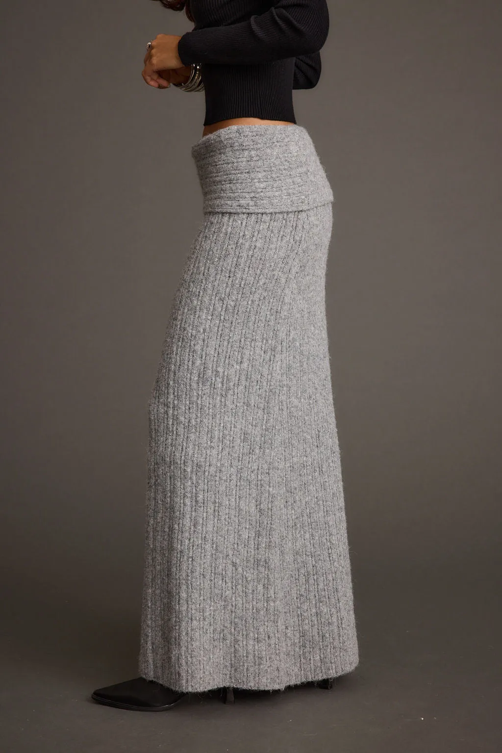 Pamela Heather Grey Sweater Maxi Skirt