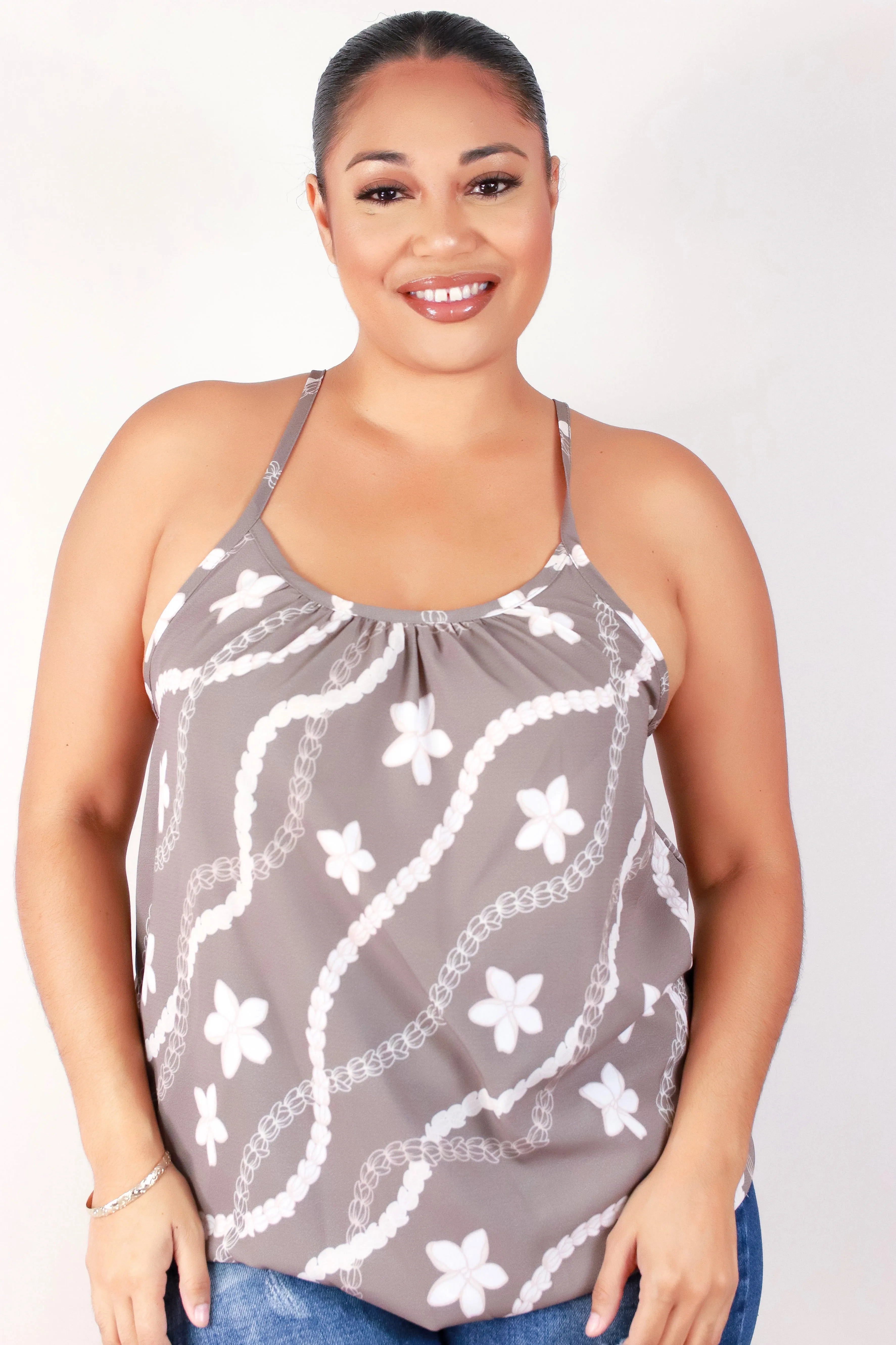 PIKAKE PLUMERIA SLEEVELESS TOP