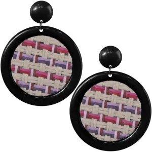 Pink Purple Woven Design Dangle Earrings