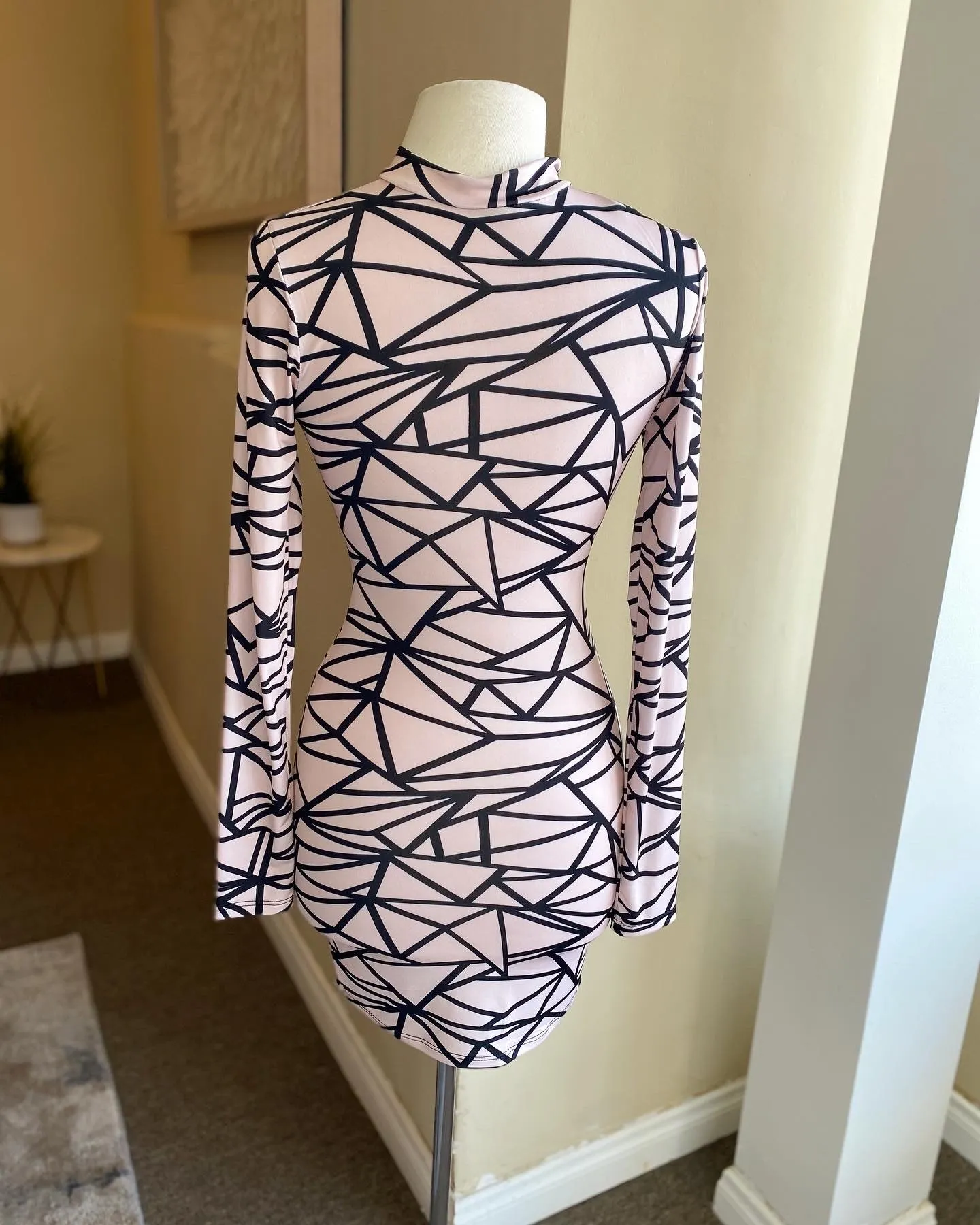Printed Mock Neck Zipper Dress FINAL SALE